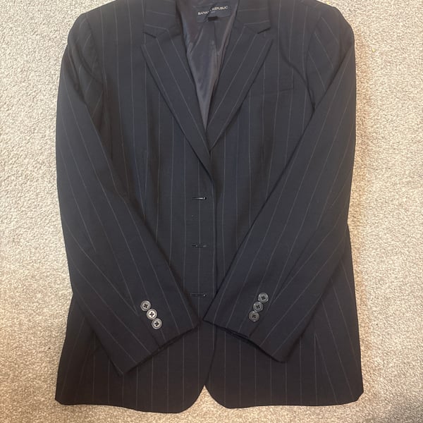 Banana Republic Women's Black Pinstripe Three-Button Blazer