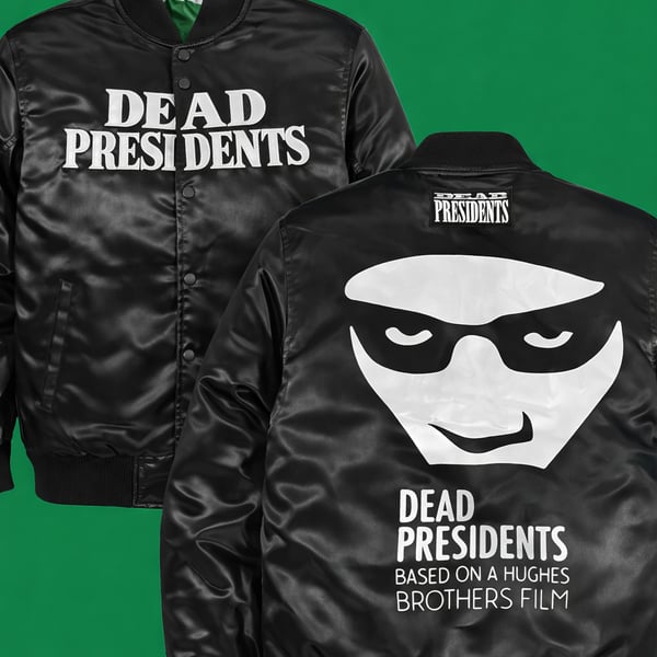 Dead Presidents Hughes Brothers Film Satin Varsity Bomber Jacket - Black