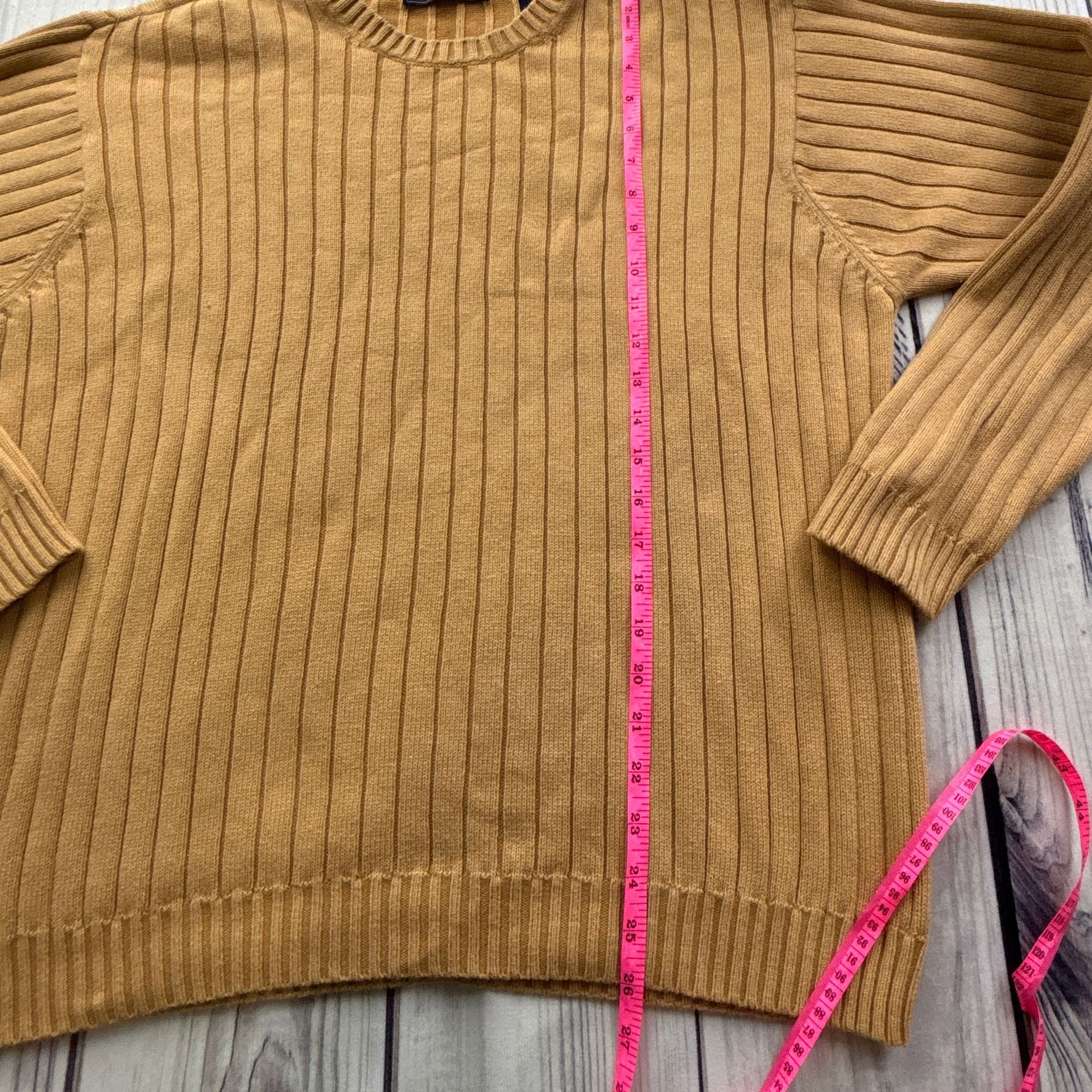 Arrow Blue Jean Co Gold Ribbed Knit Cotton Crewneck Sweater Sz L Preppy 4
