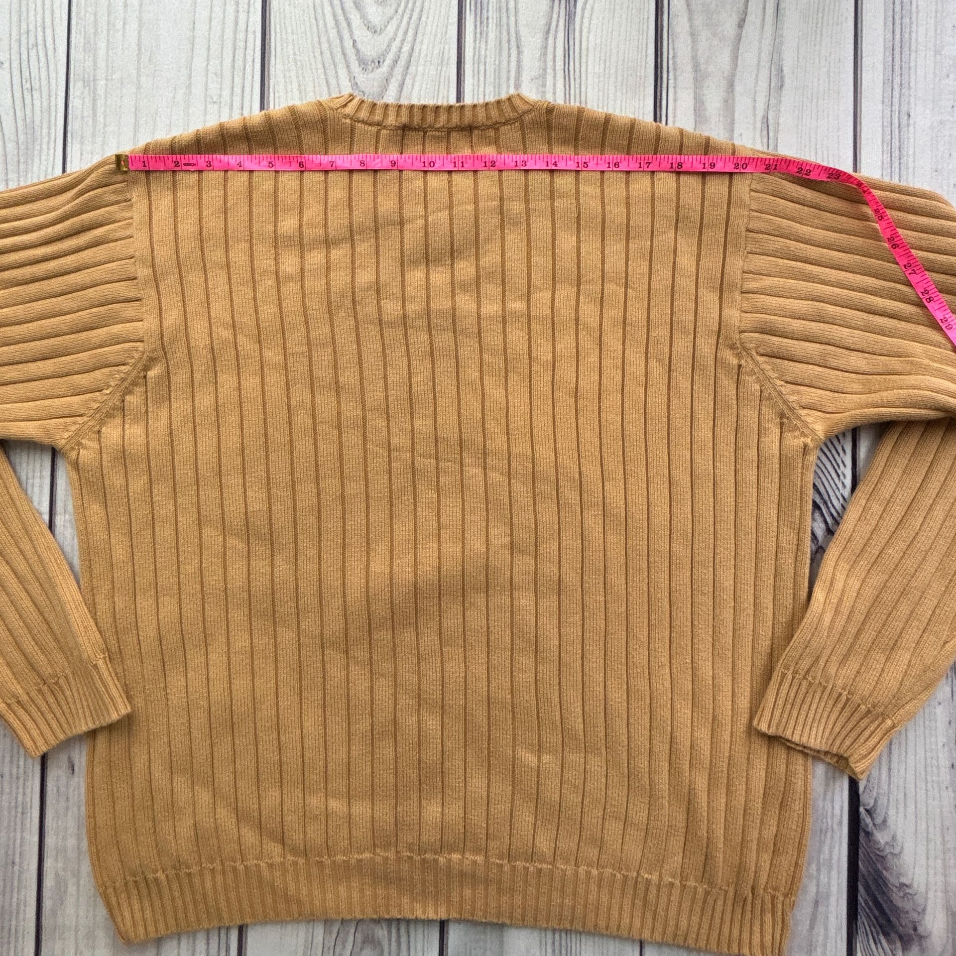 Arrow Blue Jean Co Gold Ribbed Knit Cotton Crewneck Sweater Sz L Preppy 5