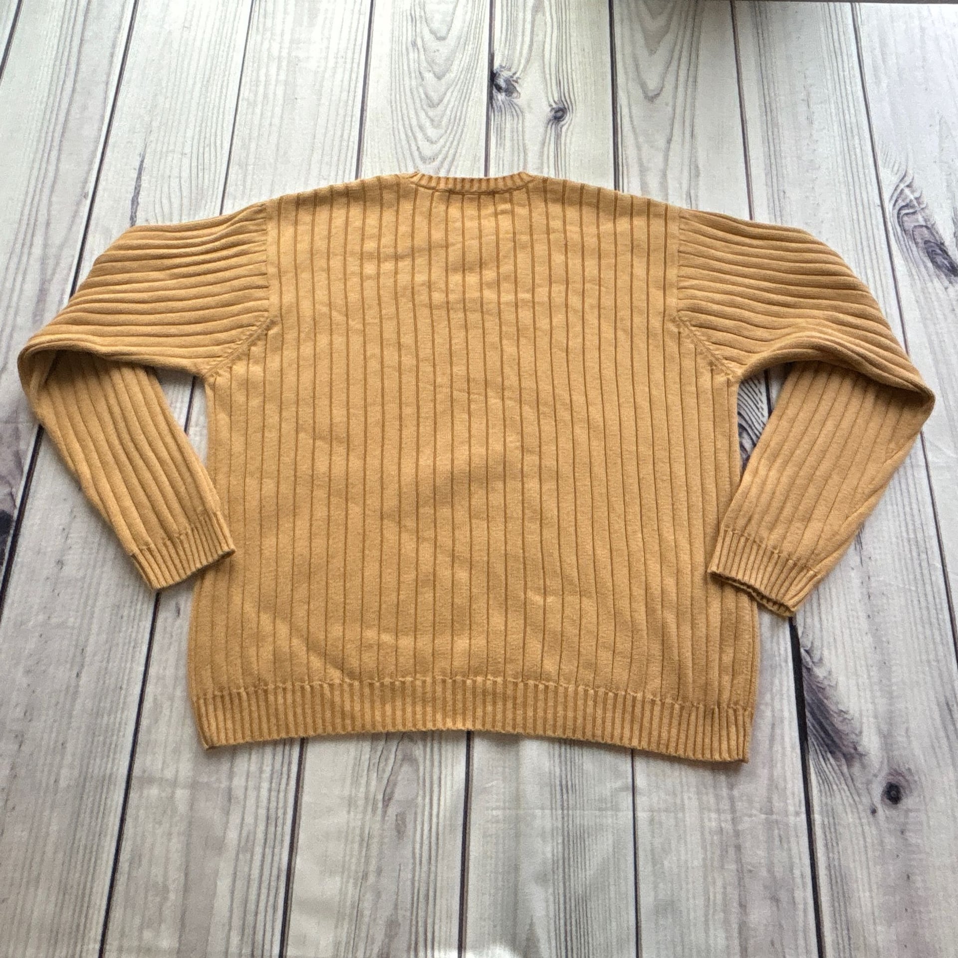 Arrow Blue Jean Co Gold Ribbed Knit Cotton Crewneck Sweater Sz L Preppy 6