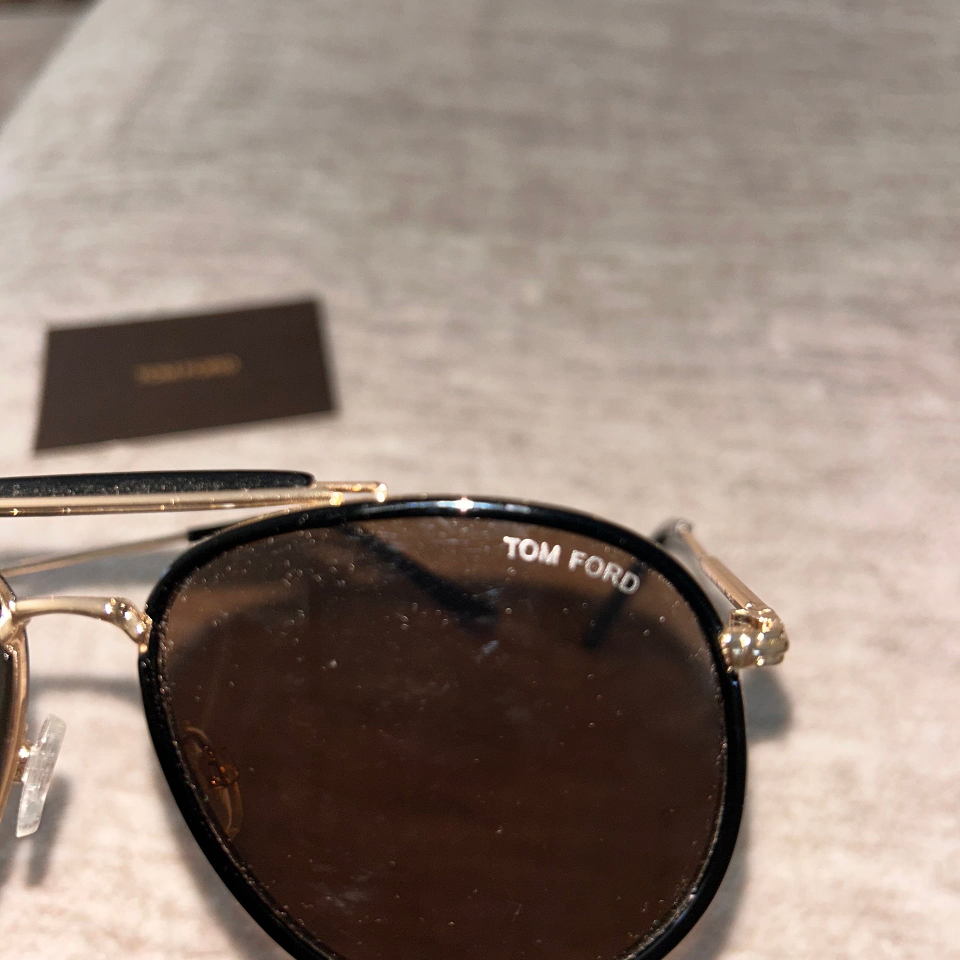 Luxury Tom Ford Tripp TF666 Aviator Sunglasses Black and Gold with Case 4