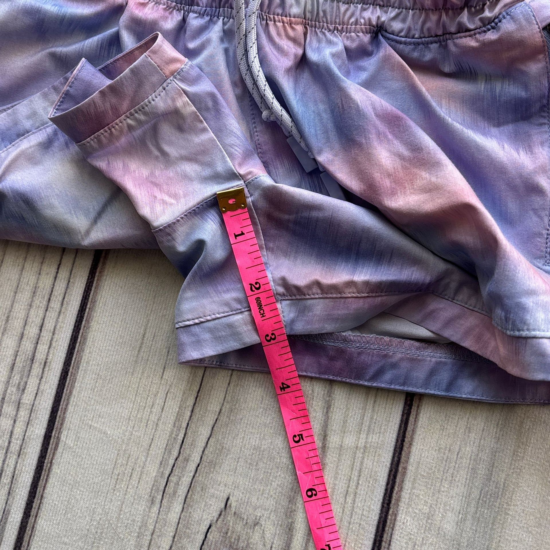 Athleta Girl's Tie Dye Shorts Size M 8-10 Zip Pocket Pink Purple Draw String 5