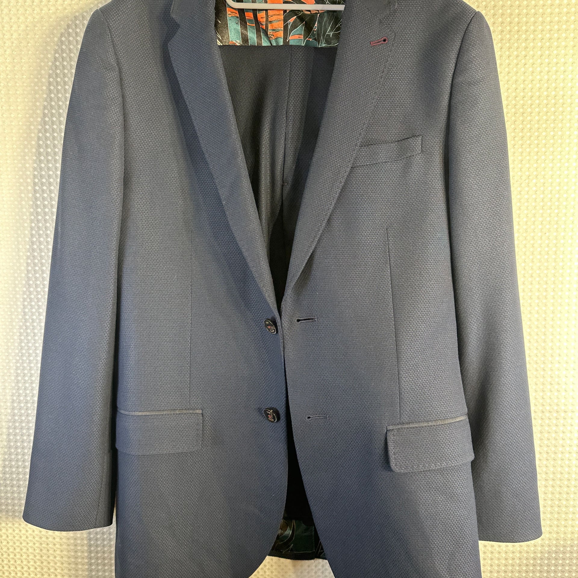 Ted Baker No Ordinary Joe Slim Fit Suit in Navy Blue Textured Wool 1