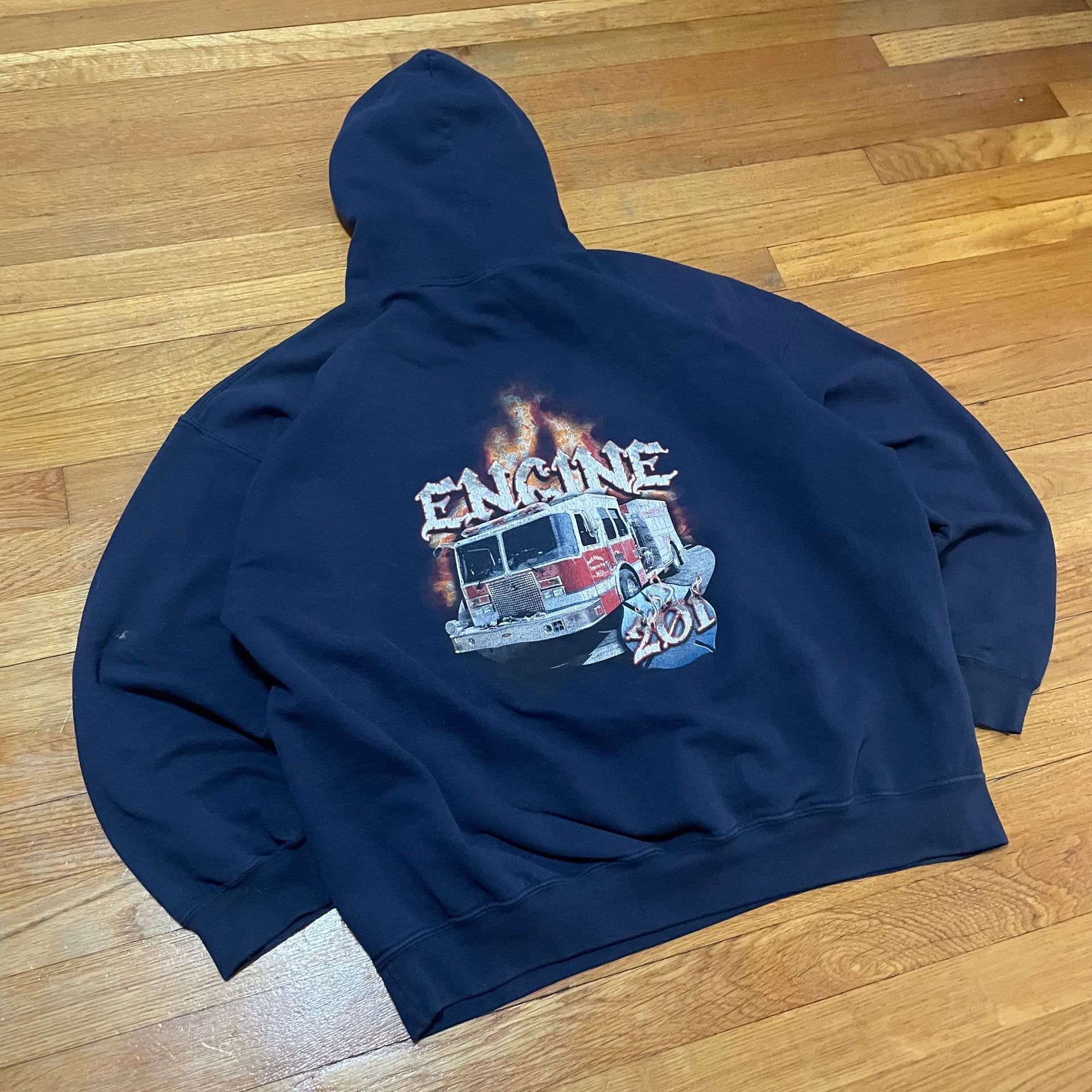 NWFD Engine 201 Fire Department Graphic Pullover Blue Hoodie 3