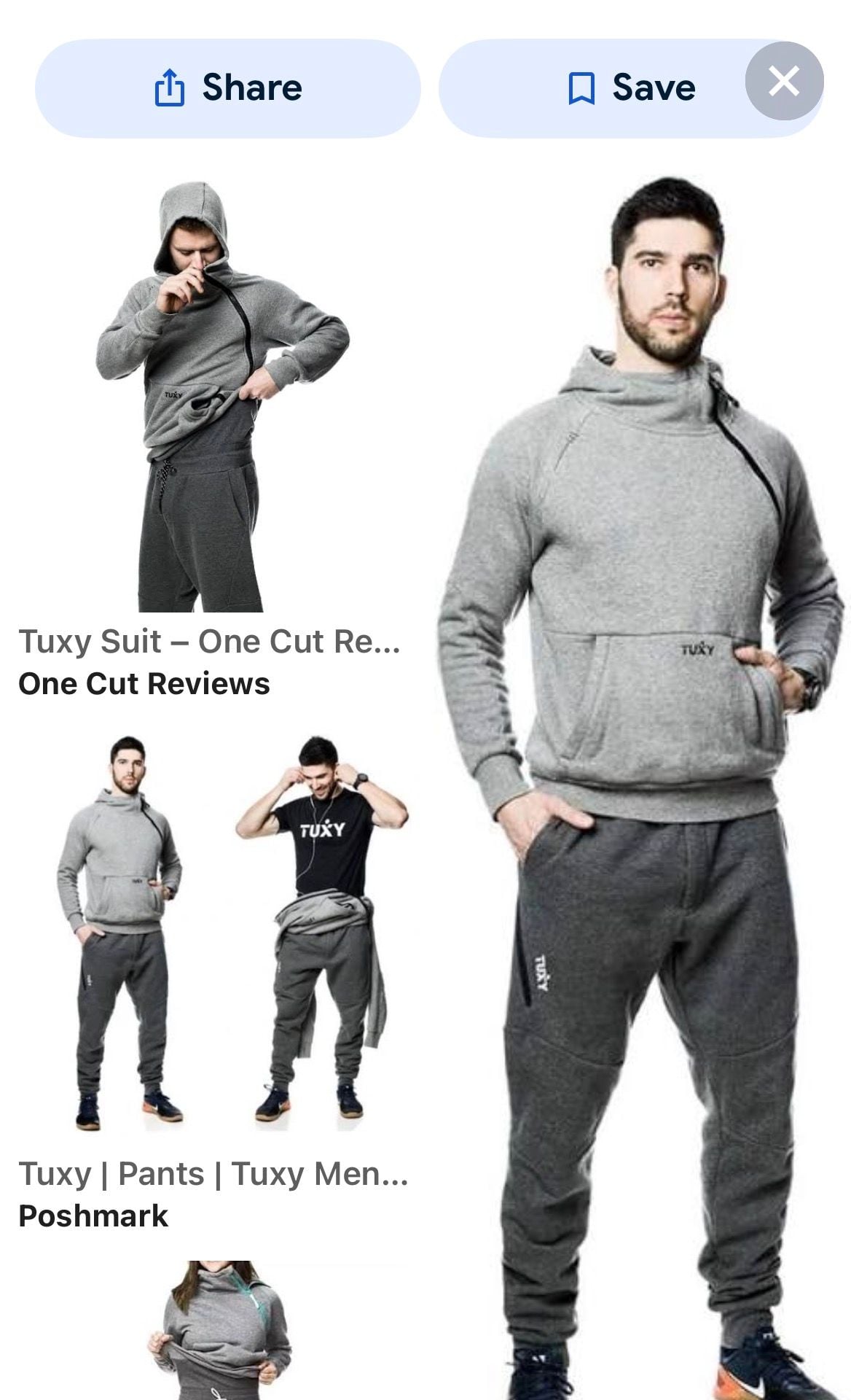 Tuxy The Original One-Piece Gray Technical Sweatsuit Jumpsuit 1