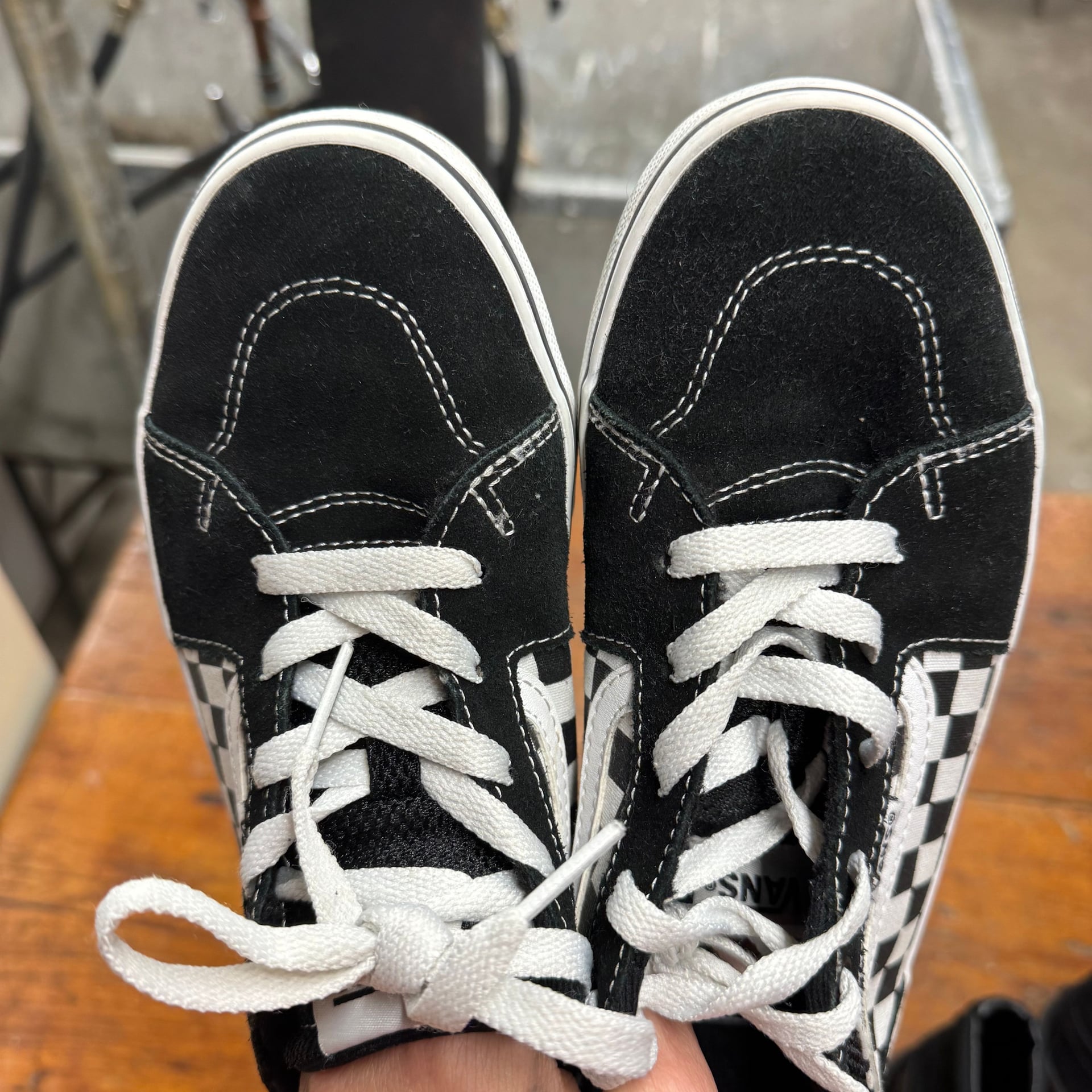 Vans Sk8-Hi Black and White Checkerboard Suede High Top Sneakers 1