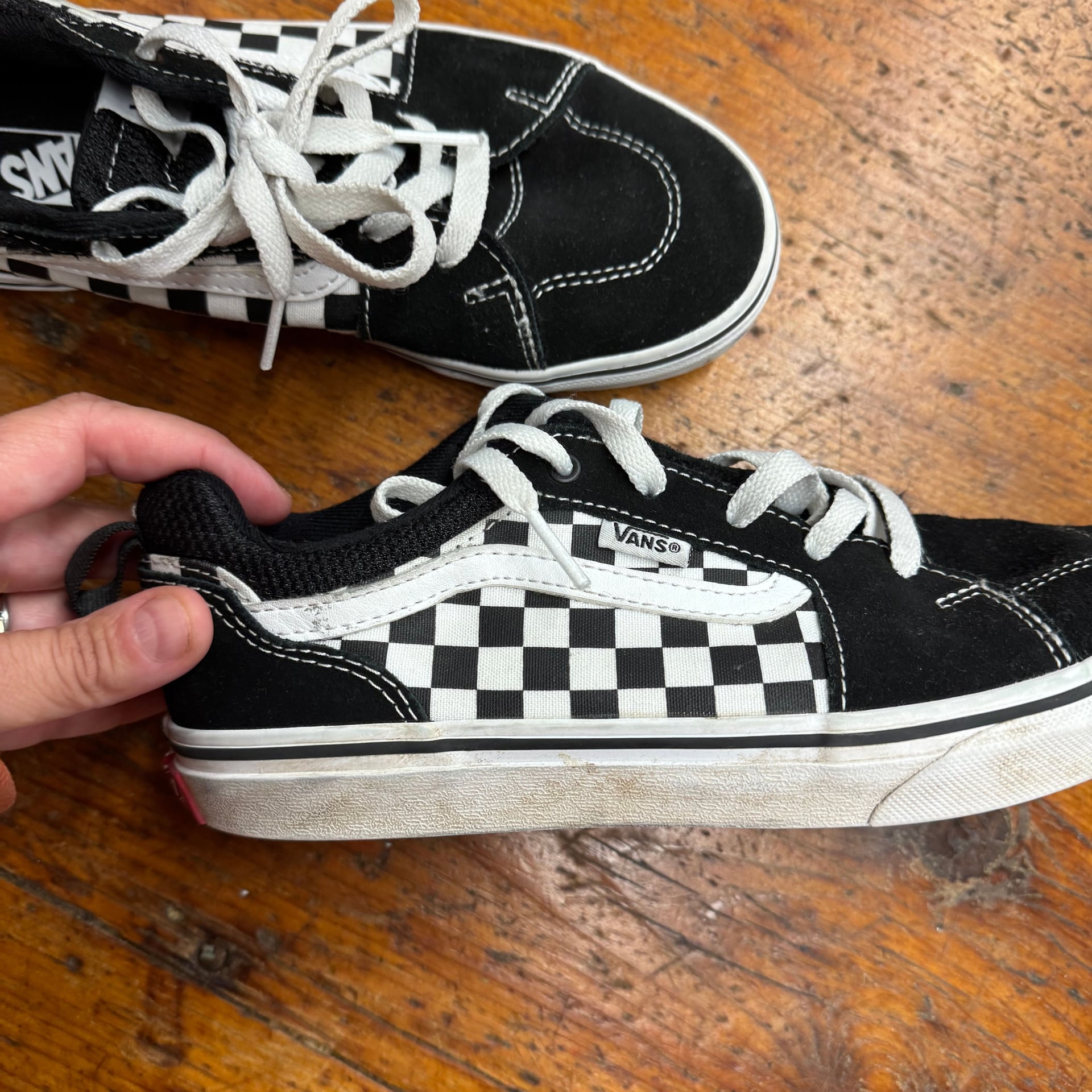 Vans Sk8-Hi Black and White Checkerboard Suede High Top Sneakers 2
