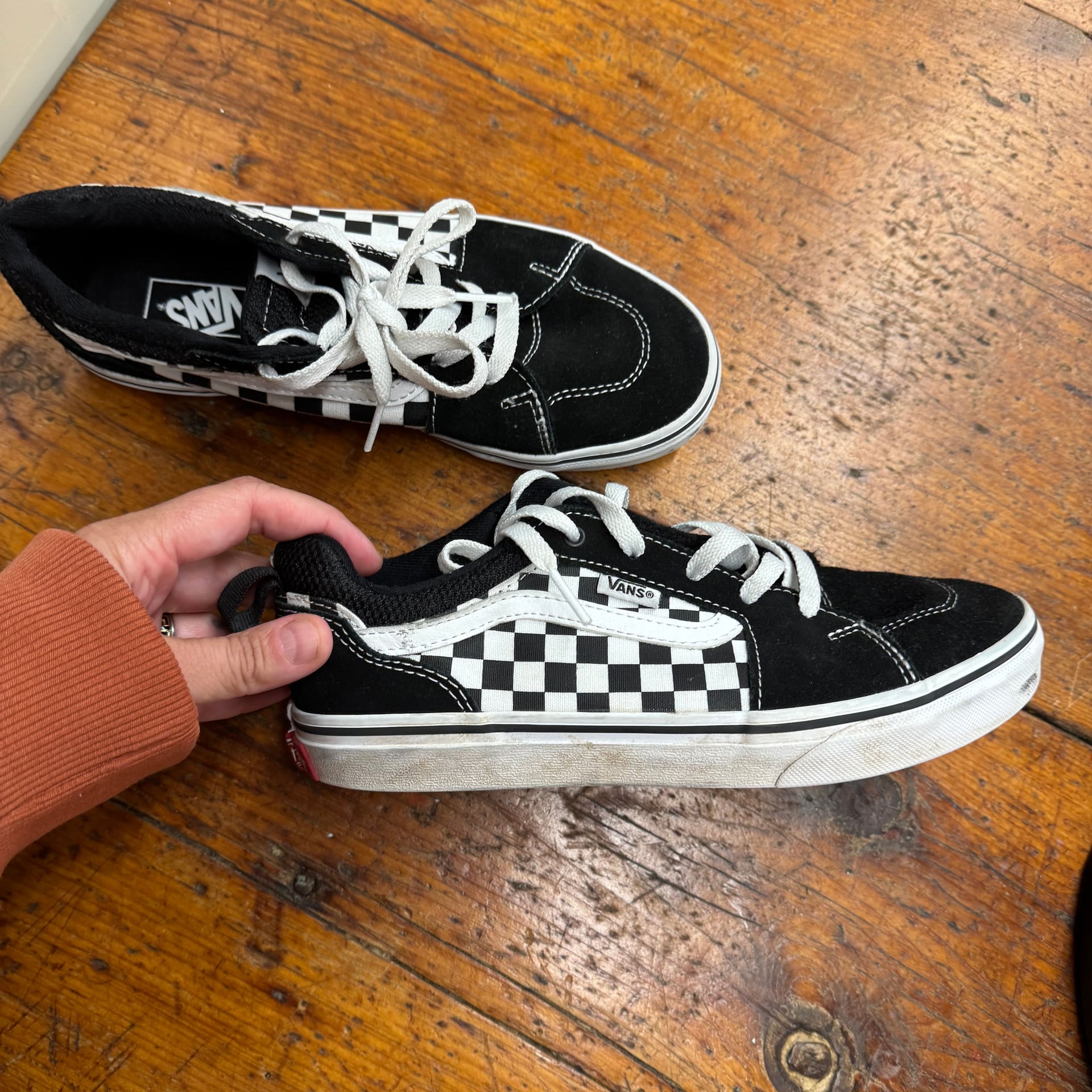 Vans Sk8-Hi Black and White Checkerboard Suede High Top Sneakers 4
