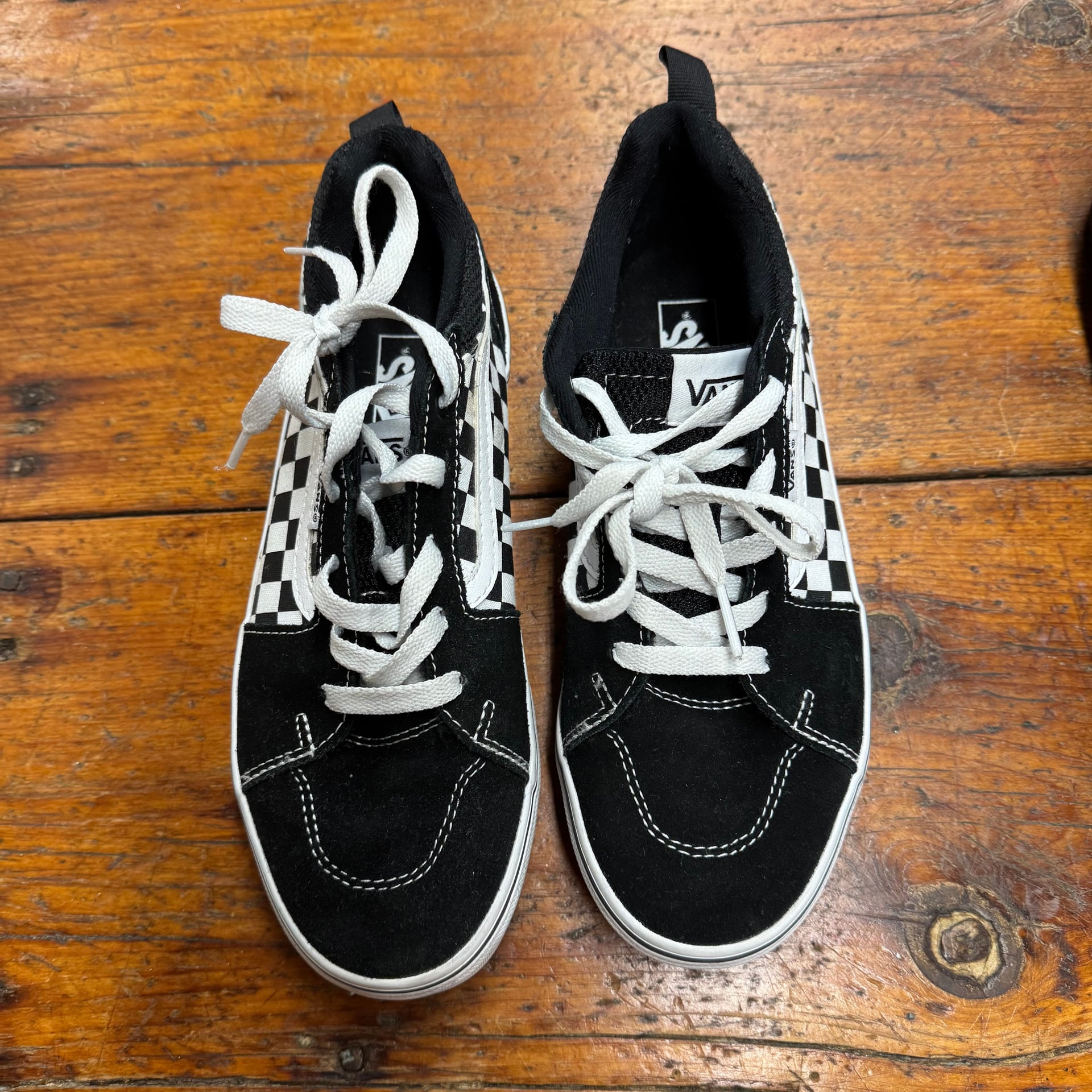 Vans Sk8-Hi Black and White Checkerboard Suede High Top Sneakers 5