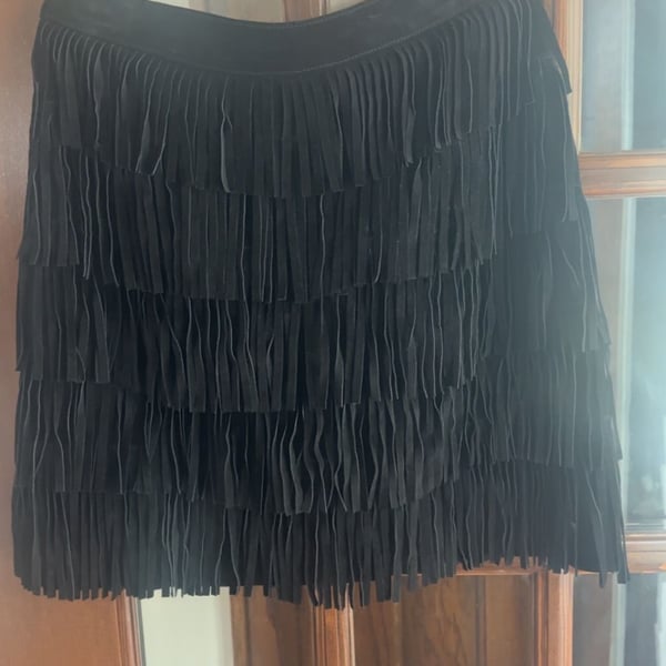 Kate Spade Daniele Genuine Suede Leather Fringe Mini Skirt