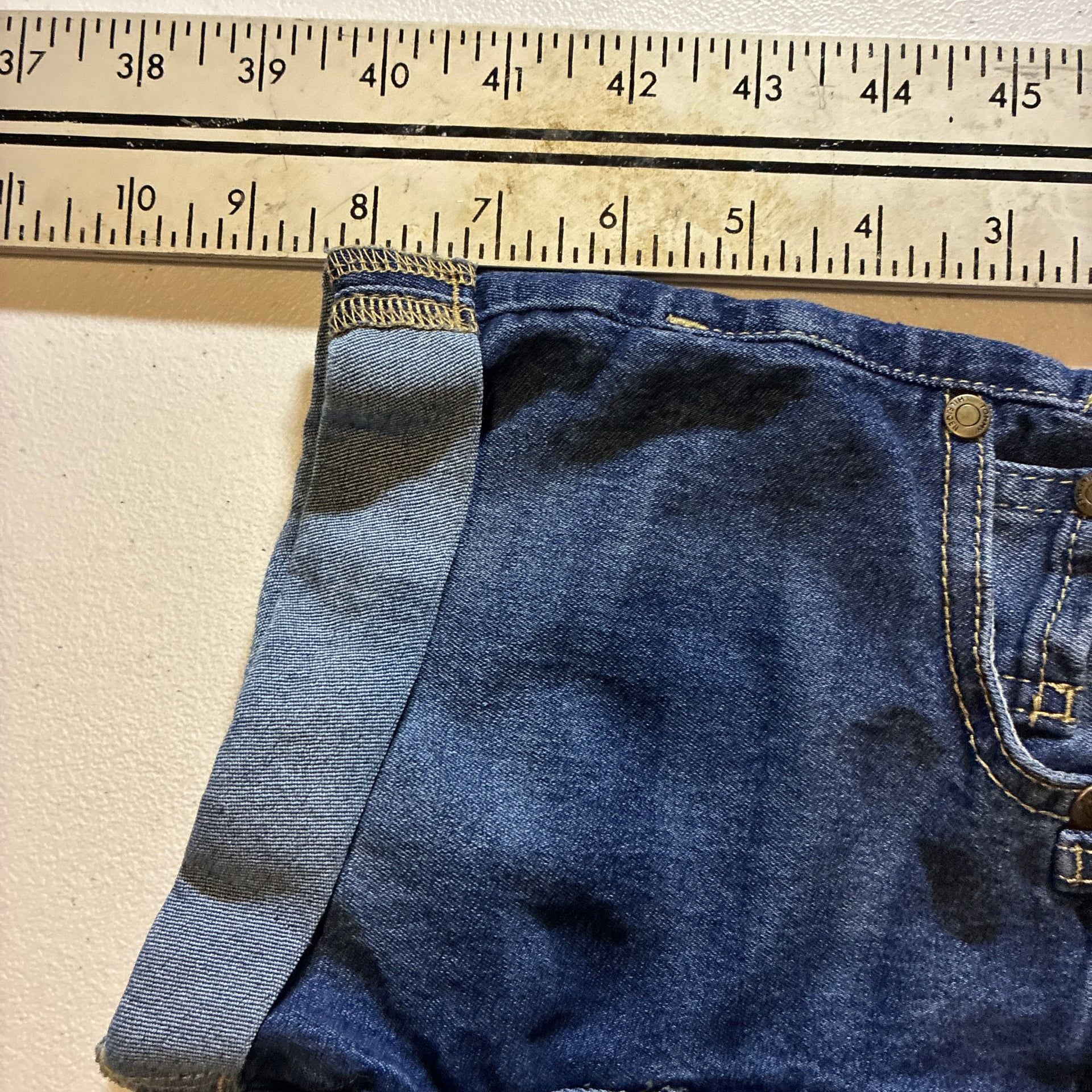 Vintage Tommy Hilfiger Girls Junior Size 5 Dark Wash Ribbon Waist Cuffed Denim Shorts 5