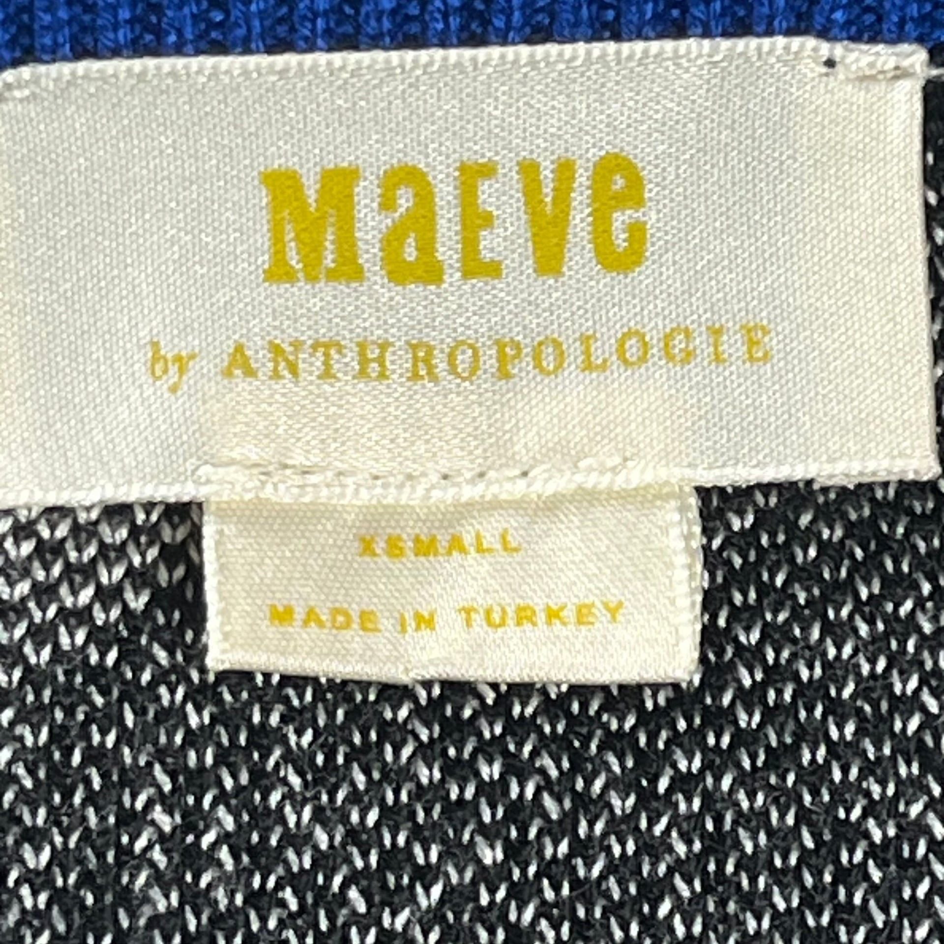 Maeve Anthropologie Diagonal Stripe Knit Sweater Black White Blue XS Indie 9