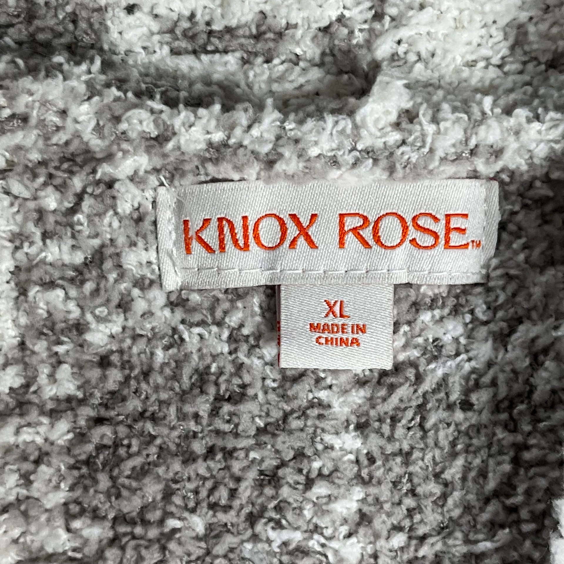 Knox Rose Gray Cream Plaid Cozy Open Front Cardigan Sweater XL 7