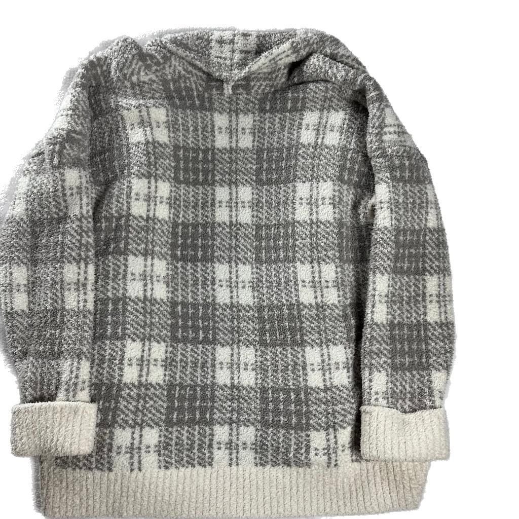 Knox Rose Gray Cream Plaid Cozy Open Front Cardigan Sweater XL 8