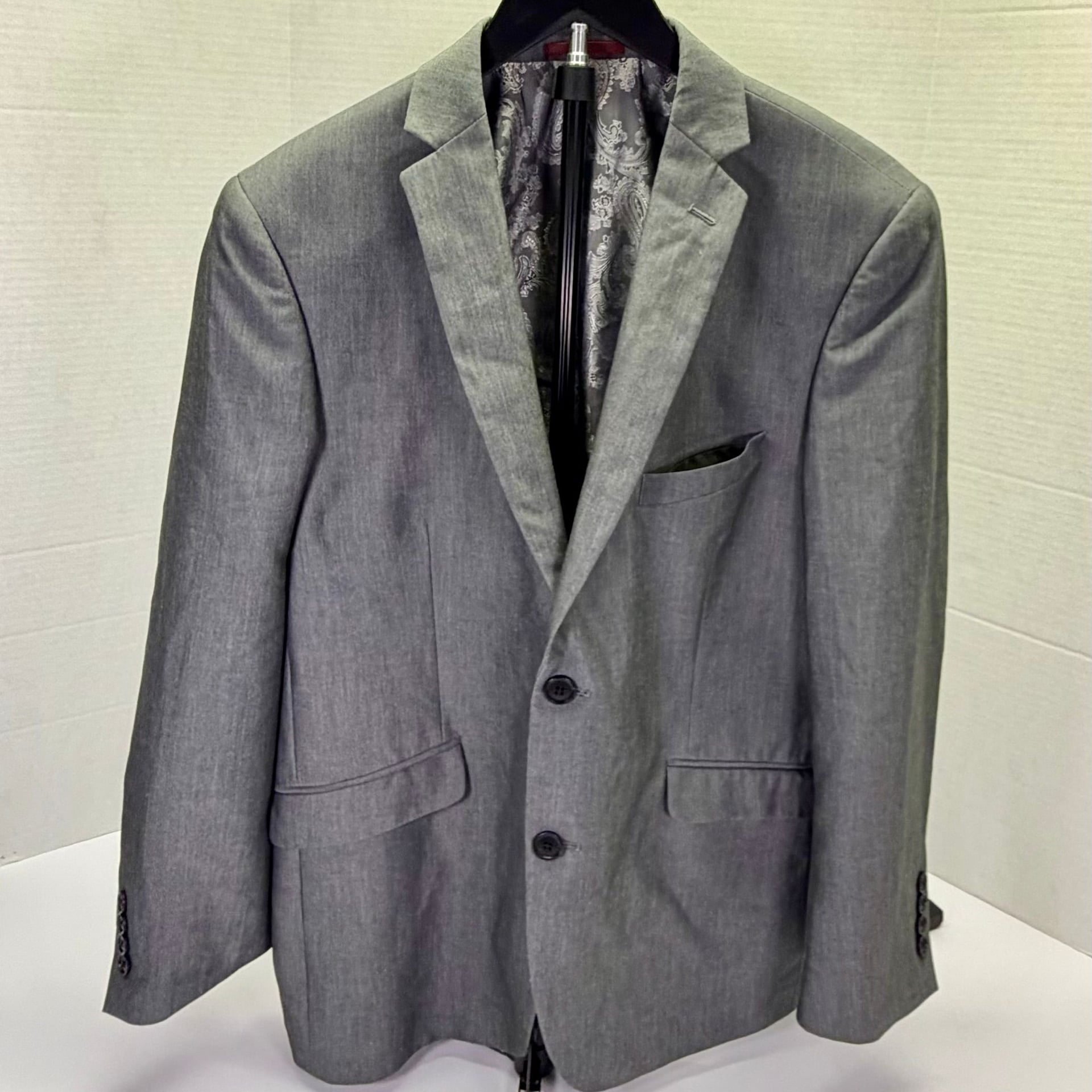 Adolfo Men's Gray Slim Fit Suit Jacket Blazer with Paisley Lining Medium 1