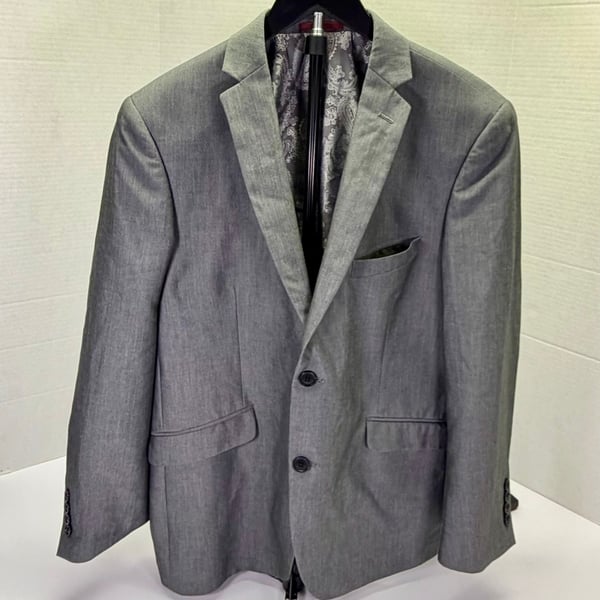 Adolfo Men's Gray Slim Fit Suit Jacket Blazer with Paisley Lining Medium 