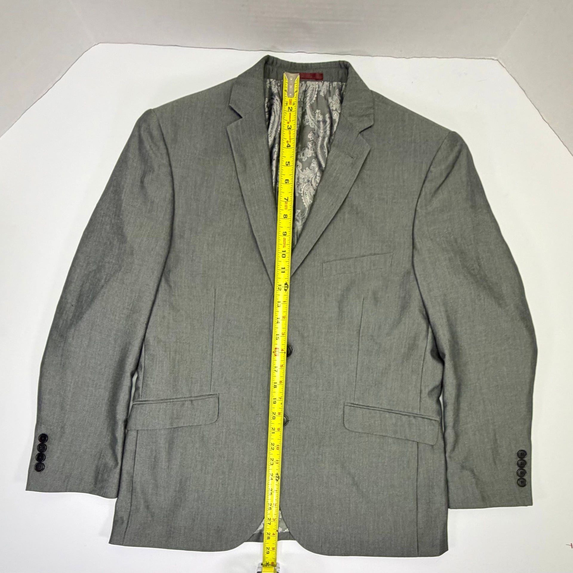 Adolfo Men's Gray Slim Fit Suit Jacket Blazer with Paisley Lining Medium 3