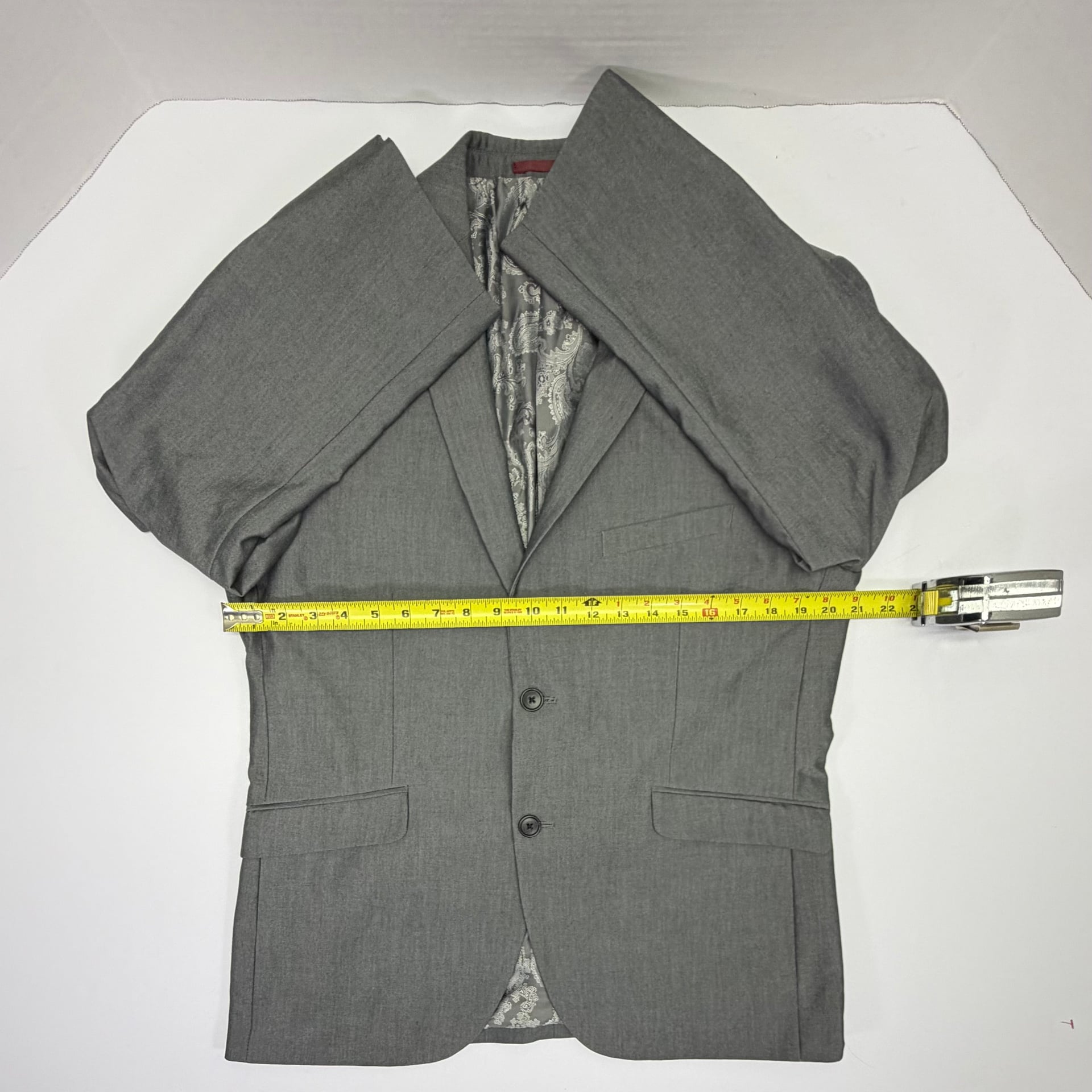 Adolfo Men's Gray Slim Fit Suit Jacket Blazer with Paisley Lining Medium 5