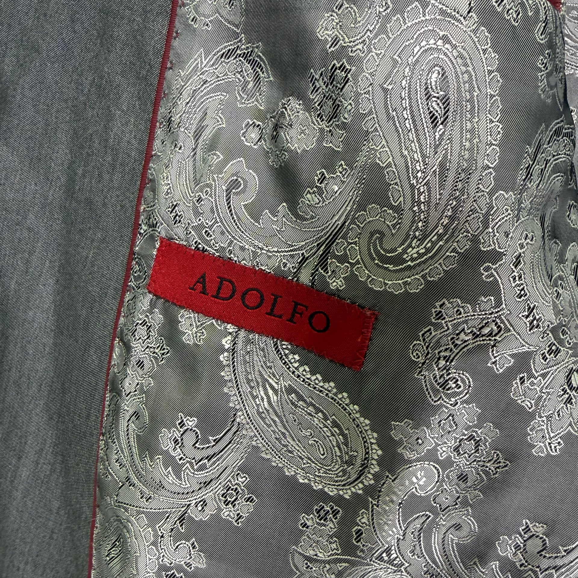 Adolfo Men's Gray Slim Fit Suit Jacket Blazer with Paisley Lining Medium 7