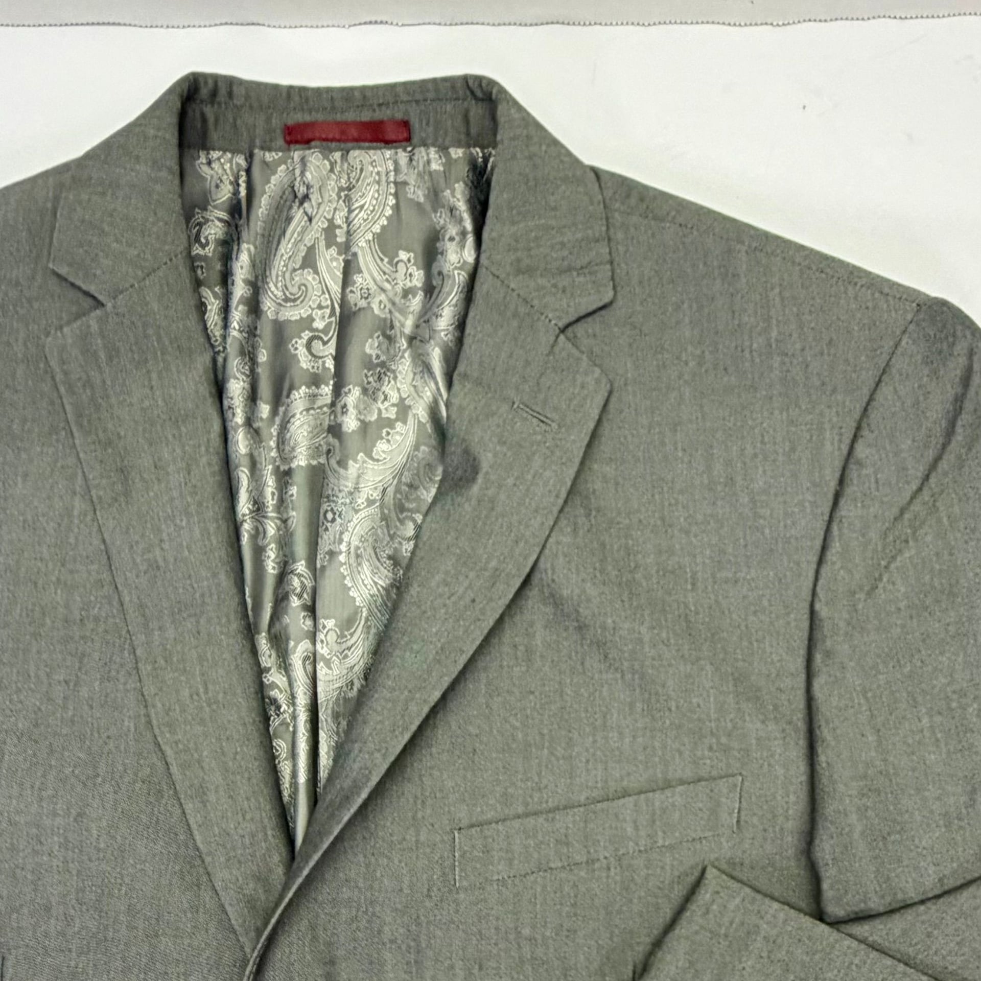 Adolfo Men's Gray Slim Fit Suit Jacket Blazer with Paisley Lining Medium 8