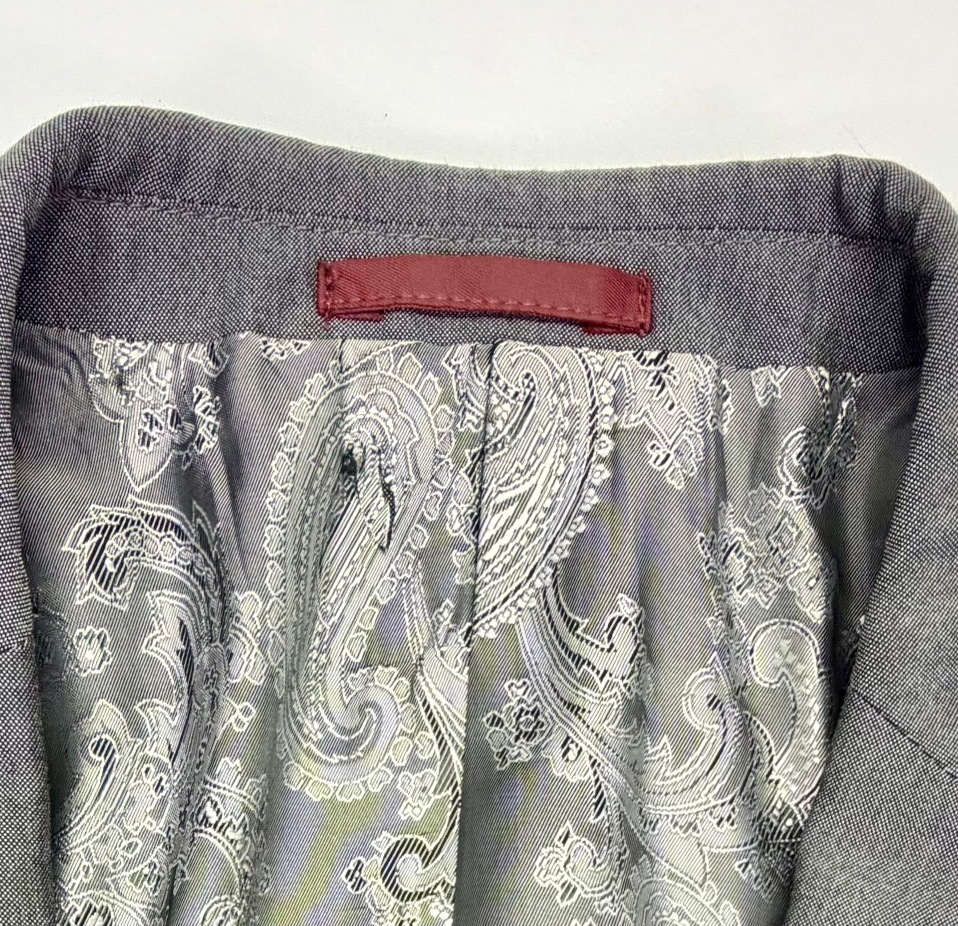 Adolfo Men's Gray Slim Fit Suit Jacket Blazer with Paisley Lining Medium 11