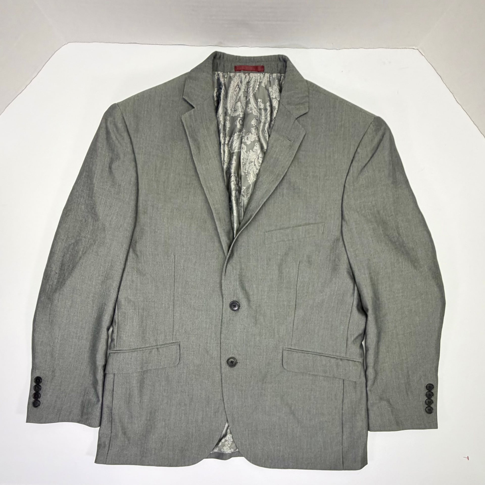 Adolfo Men's Gray Slim Fit Suit Jacket Blazer with Paisley Lining Medium 12