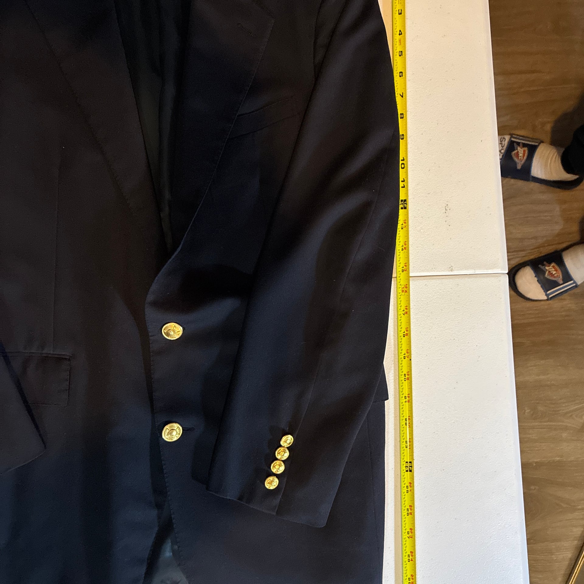 Vintage Polo by Ralph Lauren Navy Blue Wool Blazer Gold Buttons Made in USA 9