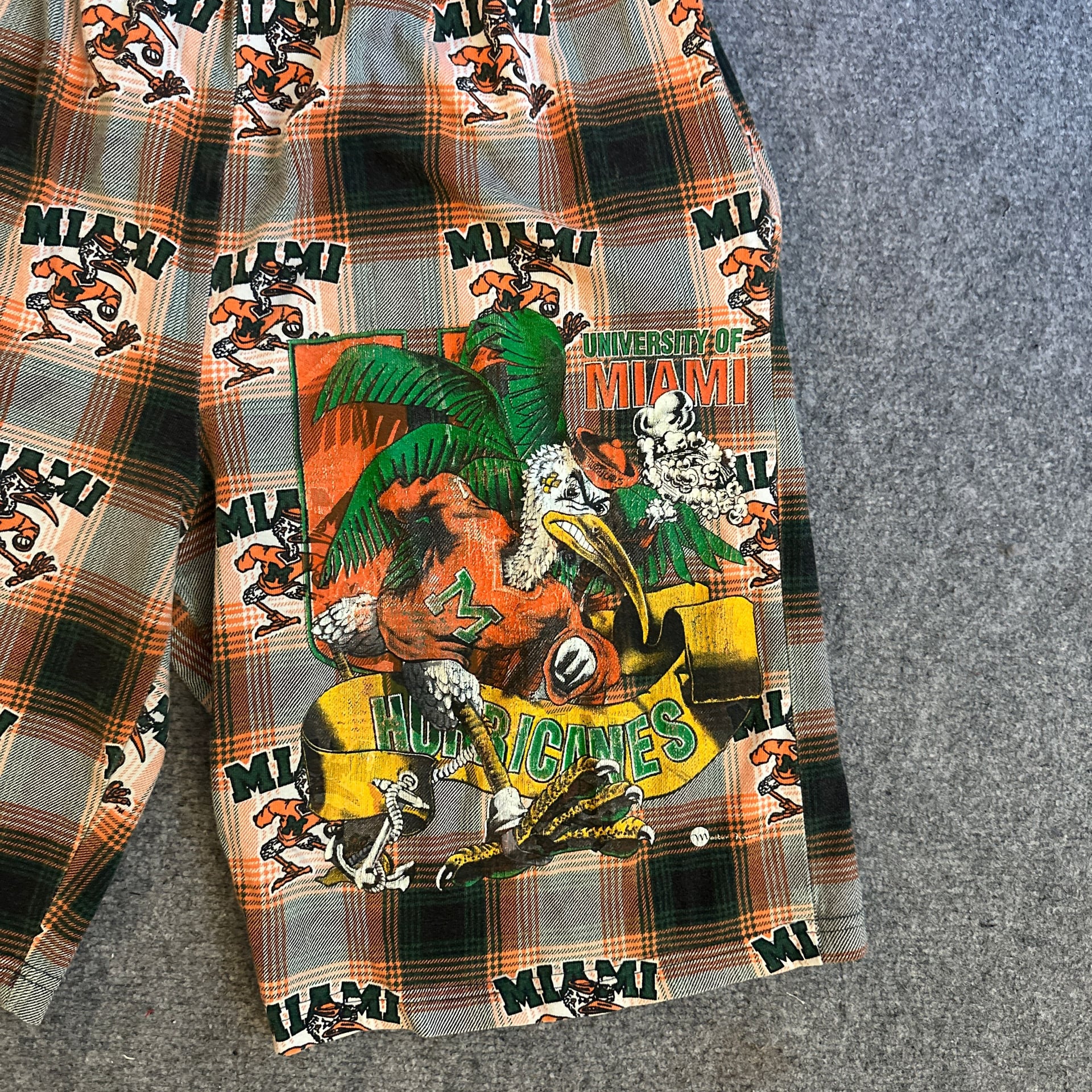Vintage 90s University of Miami Hurricanes AOP Plaid T-Shirt and Shorts Two-Piece Set 5