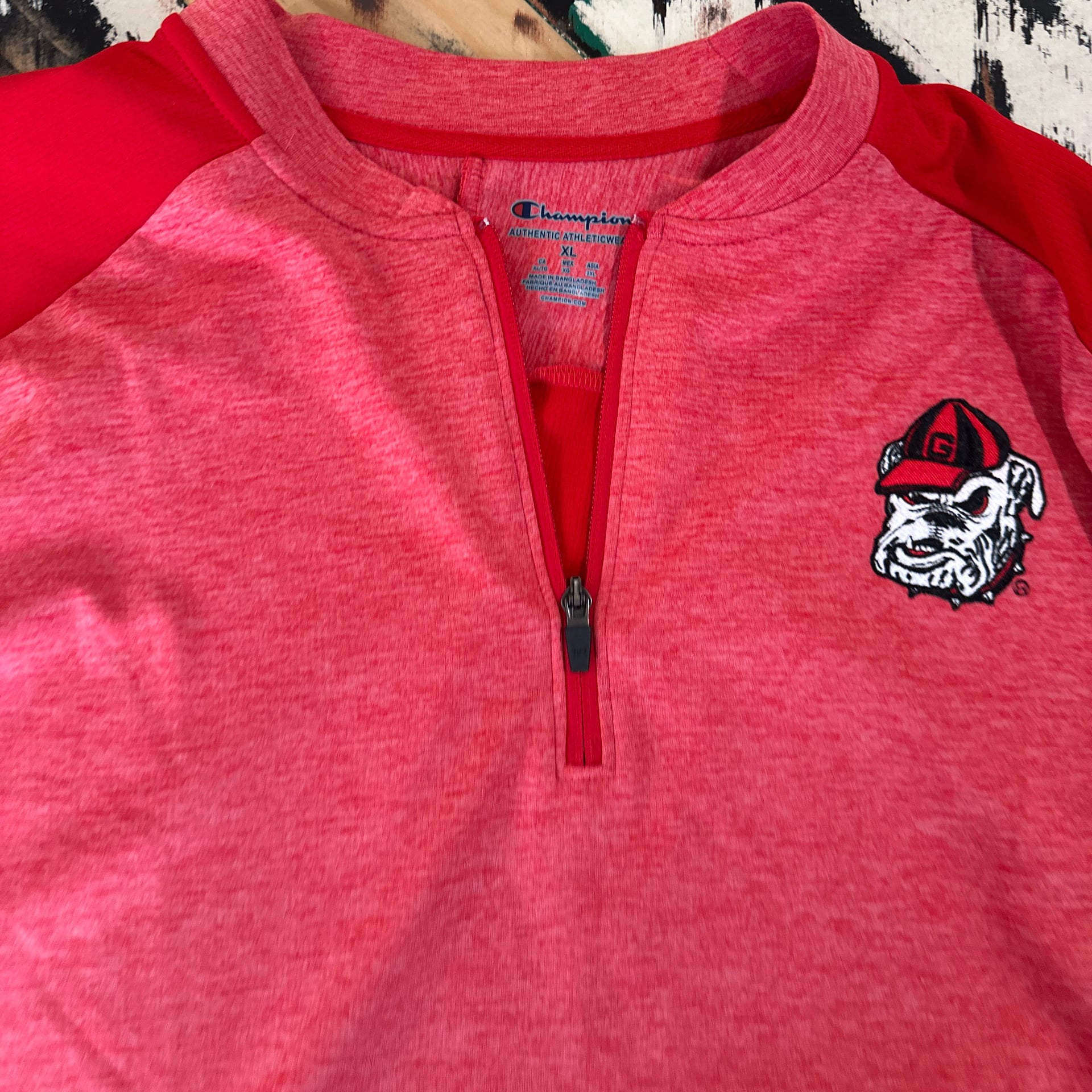 Champion Georgia Bulldogs Mens red Heathered Quarter-Zip Pullover 2