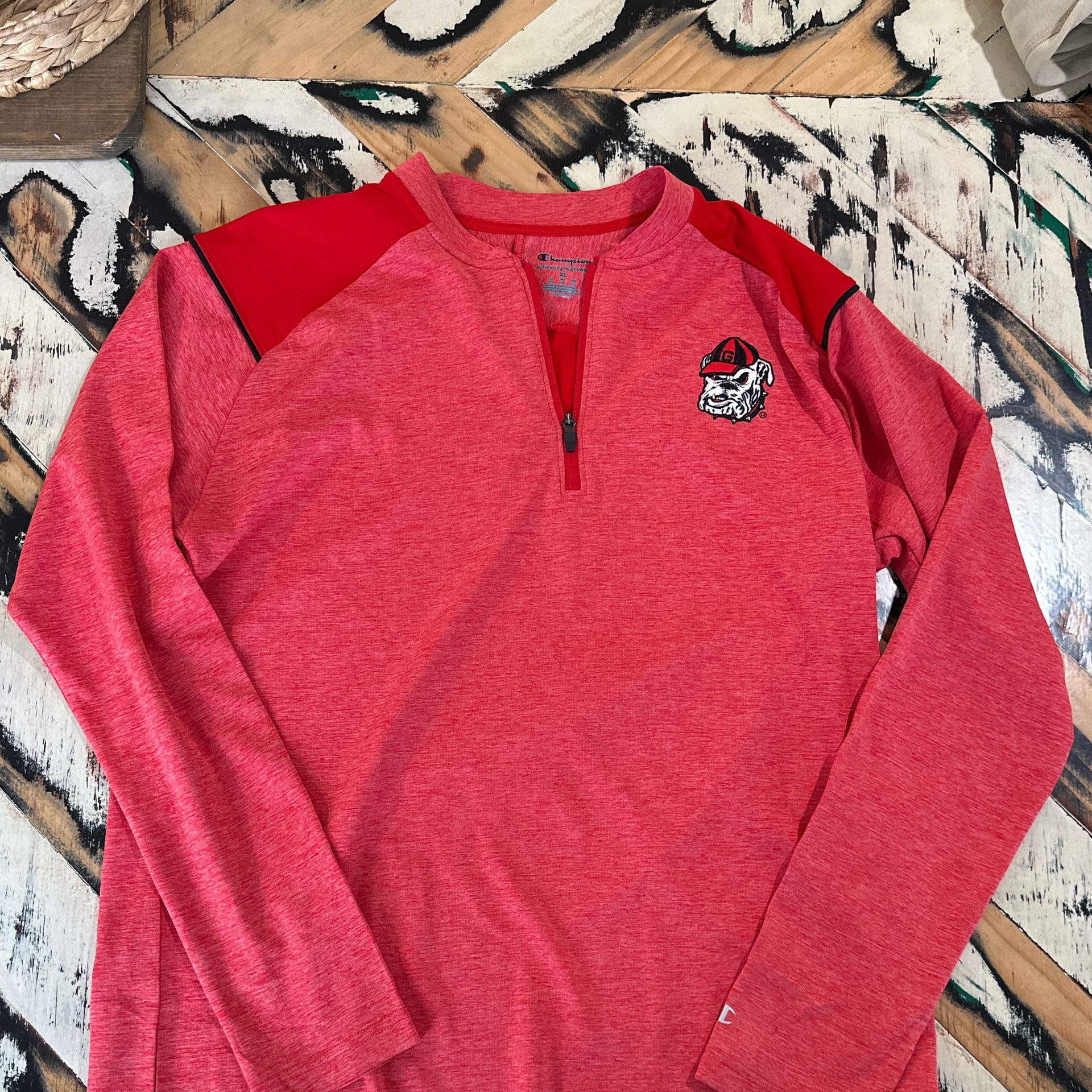 Champion Georgia Bulldogs Mens red Heathered Quarter-Zip Pullover 4