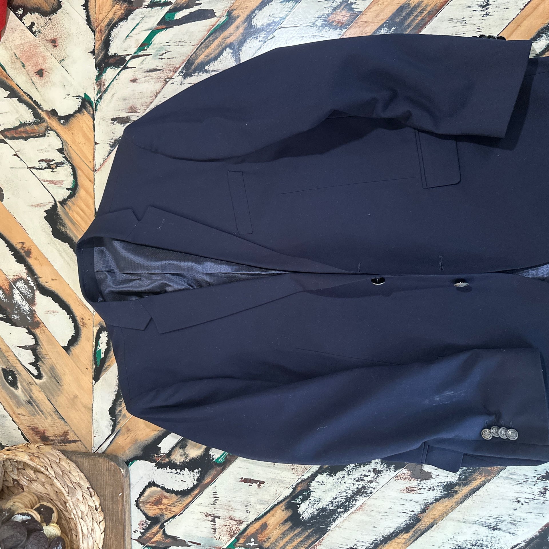 Bocaccio Uomo Slim Fit Navy Blue Suit Jacket Blazer with Red Piping 3