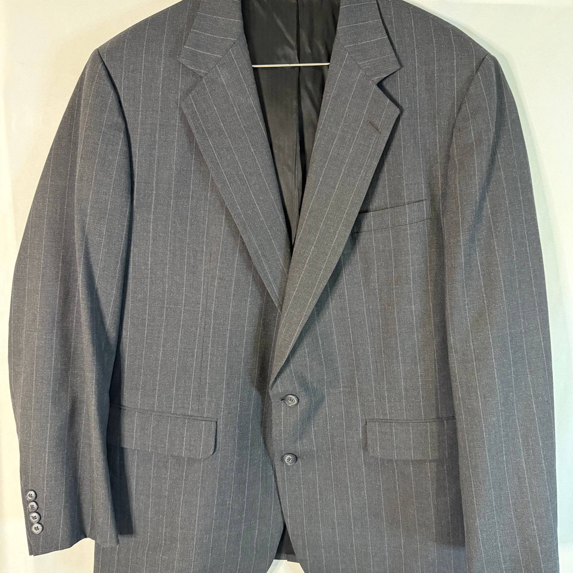 Vintage Corbin Ltd Pinstripe Wool Blazer Union Made USA Gray See Measurements 1