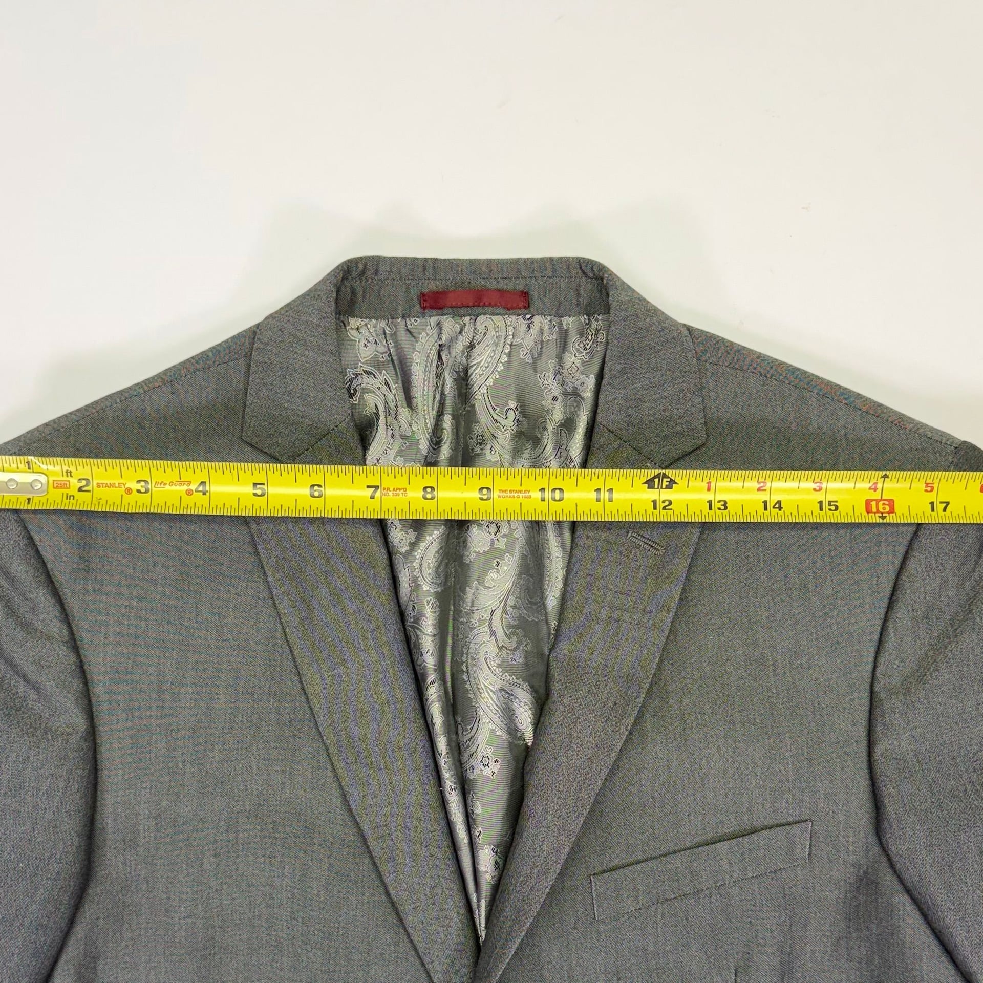 Adolfo Men's Gray Slim Fit Suit Jacket Blazer with Paisley Lining Medium 13