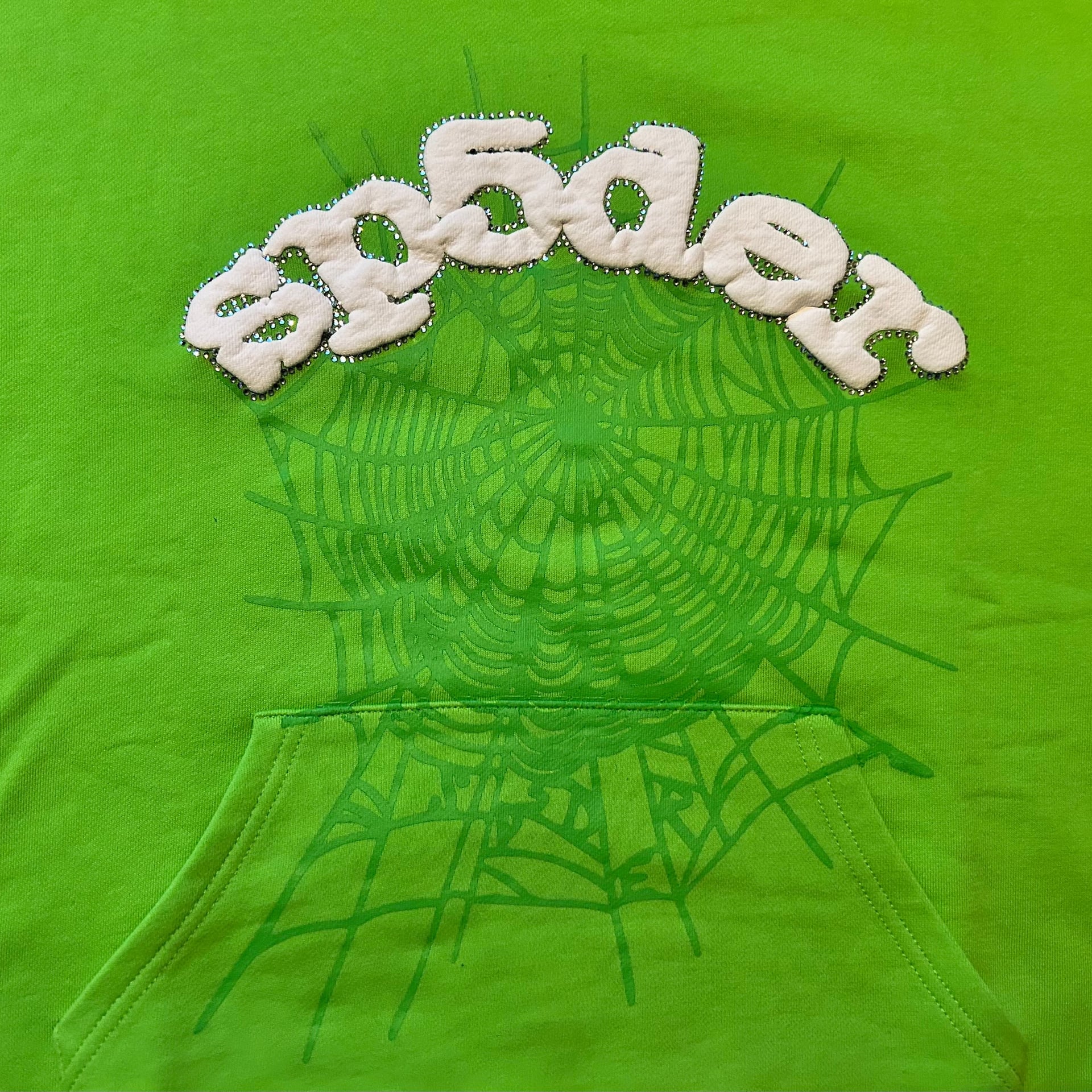 Spider Worldwide Slime Green Web Rhinestone Hoodie 4