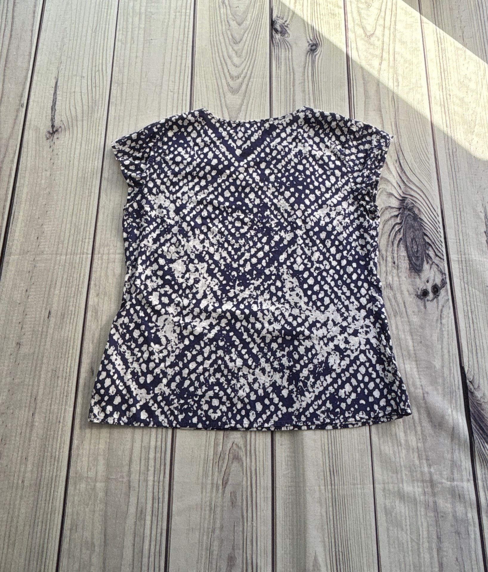 Banana Republic Navy & White Cap Sleeve Ruffe Detail Blouse SZ Petite M 7
