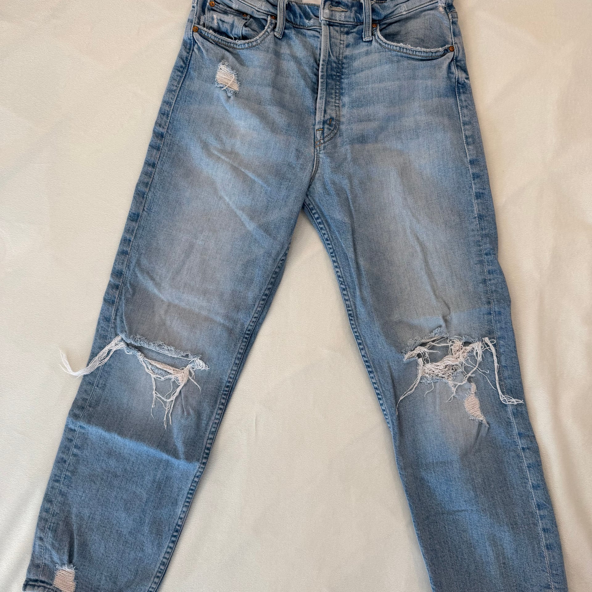 MOTHER Superior The Tomcat High-Rise Straight Distressed Jeans in The Confession 1