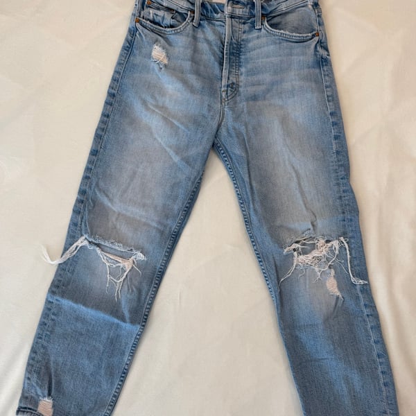 MOTHER Superior The Tomcat High-Rise Straight Distressed Jeans in The Confession