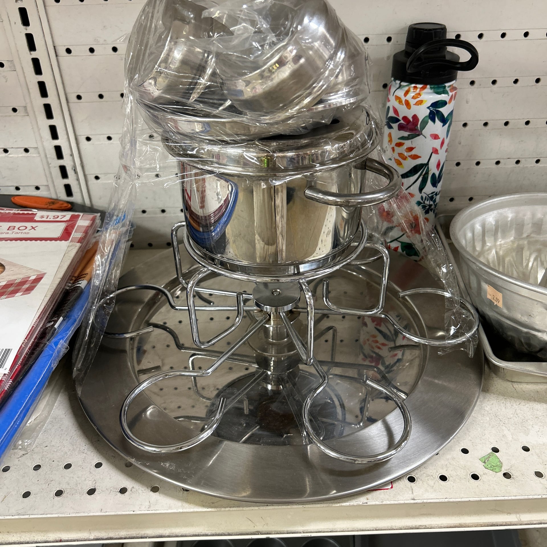 Vintage MCM Kimiko Chrome Revolving Bar Caddy with Stainless Steel Bowls 1