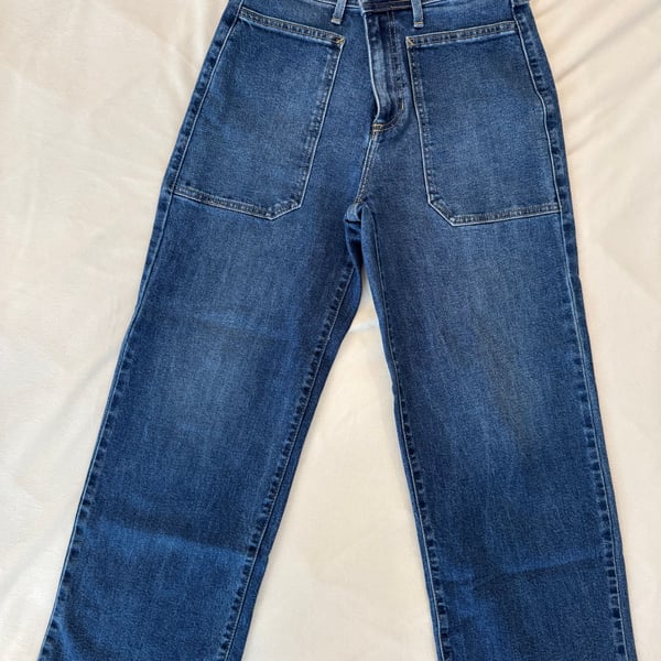 Just Black Denim High Rise Utility Wide Leg Jeans with Raw Hem