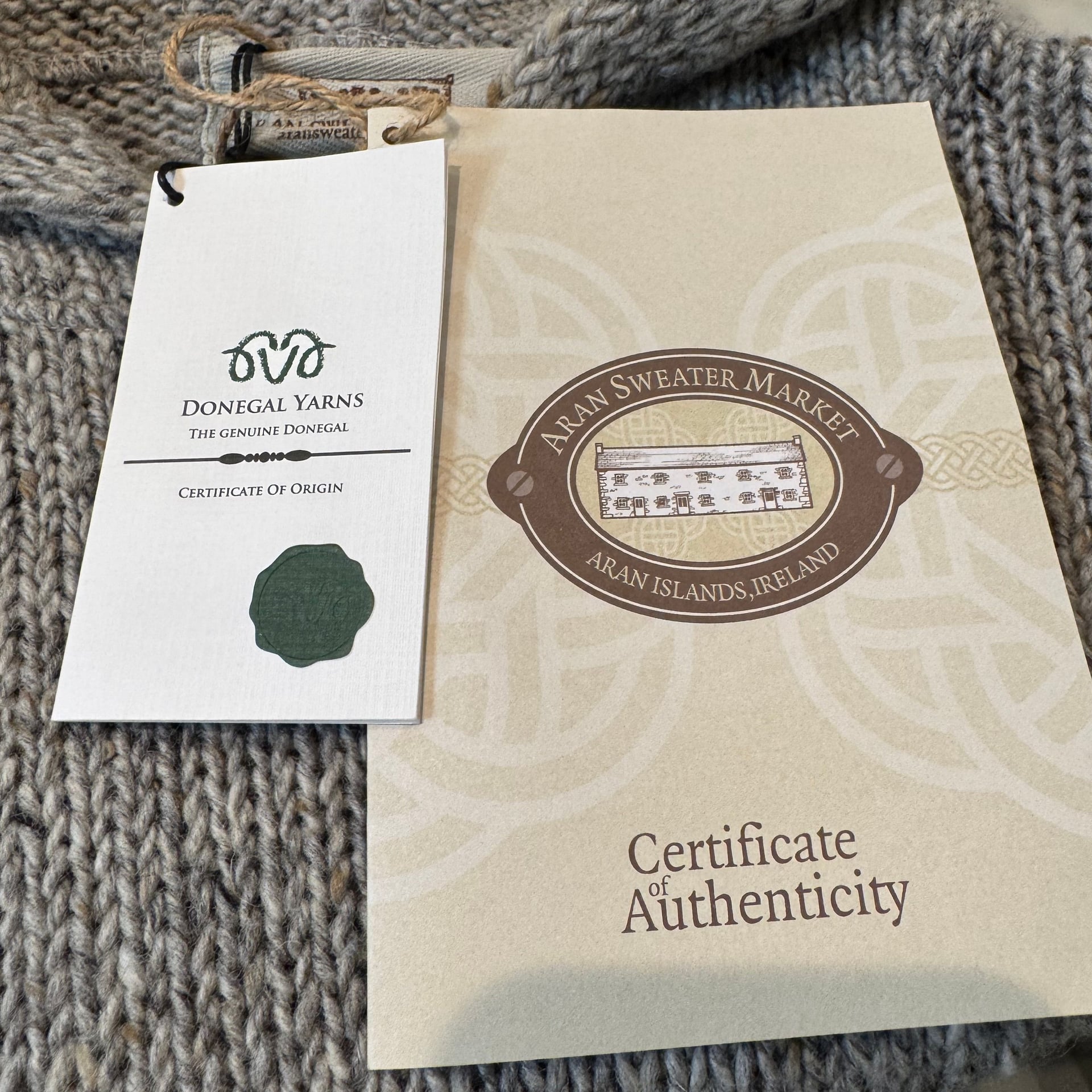 Aran Sweater Market 100% Wool Hoodie with Pouch Pocket Donegal Yarn Grey 3