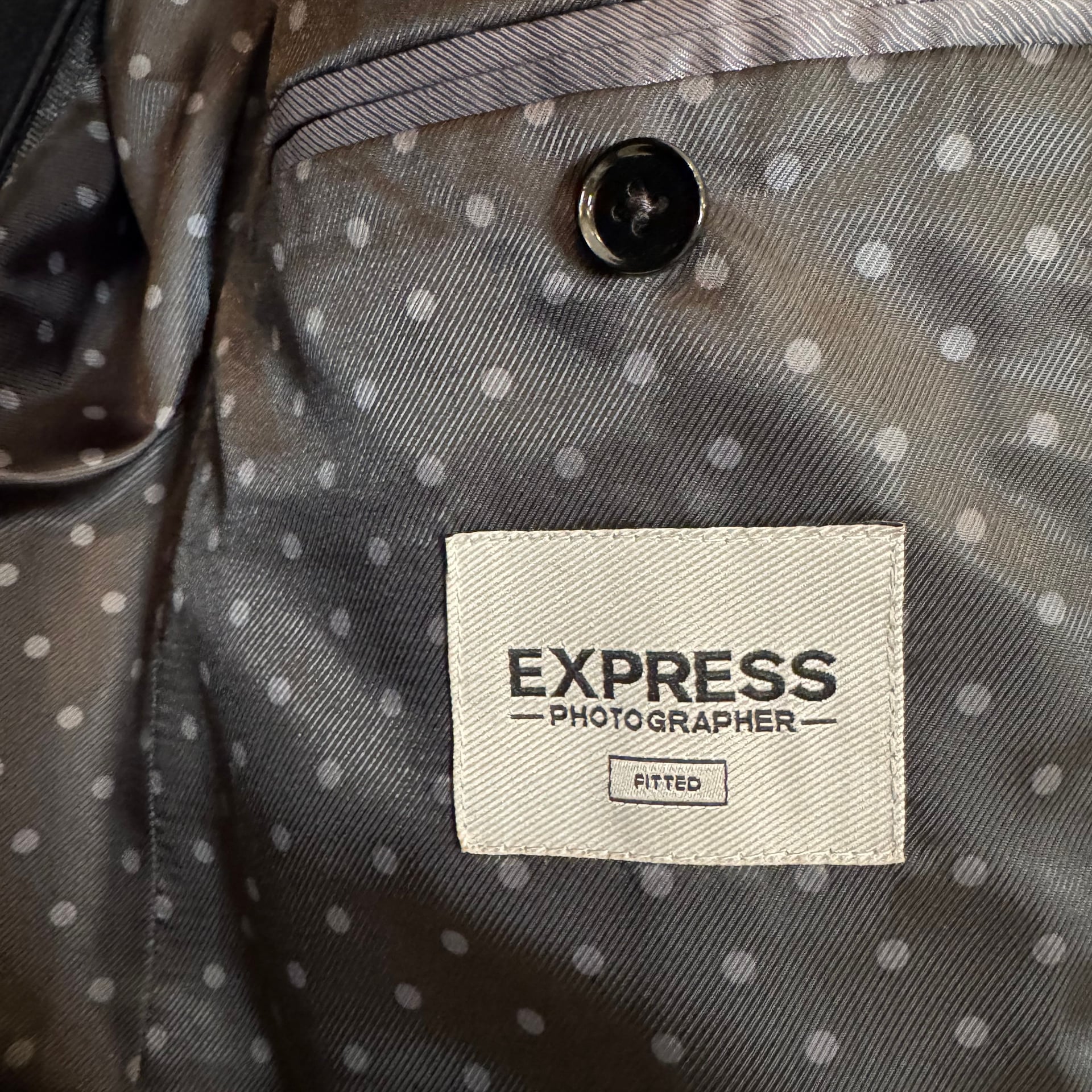 Express Photographer Fitted Grey Knit Two-Button Blazer 5