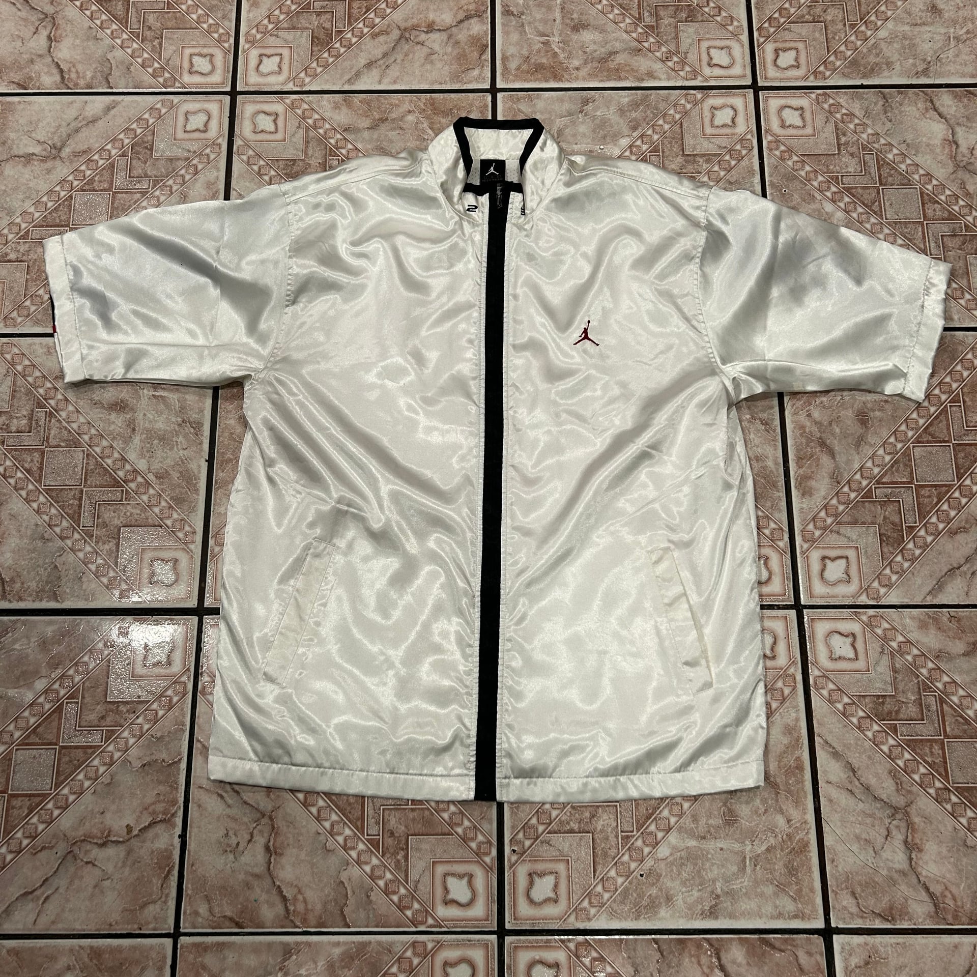 Vintage Jordan Jumpman Satin Full-Zip Tracksuit Set White/Red/Black 1