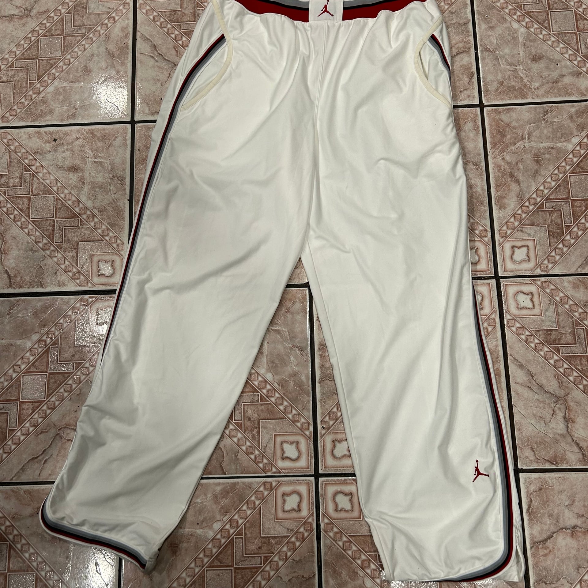 Vintage Jordan Jumpman Satin Full-Zip Tracksuit Set White/Red/Black 2