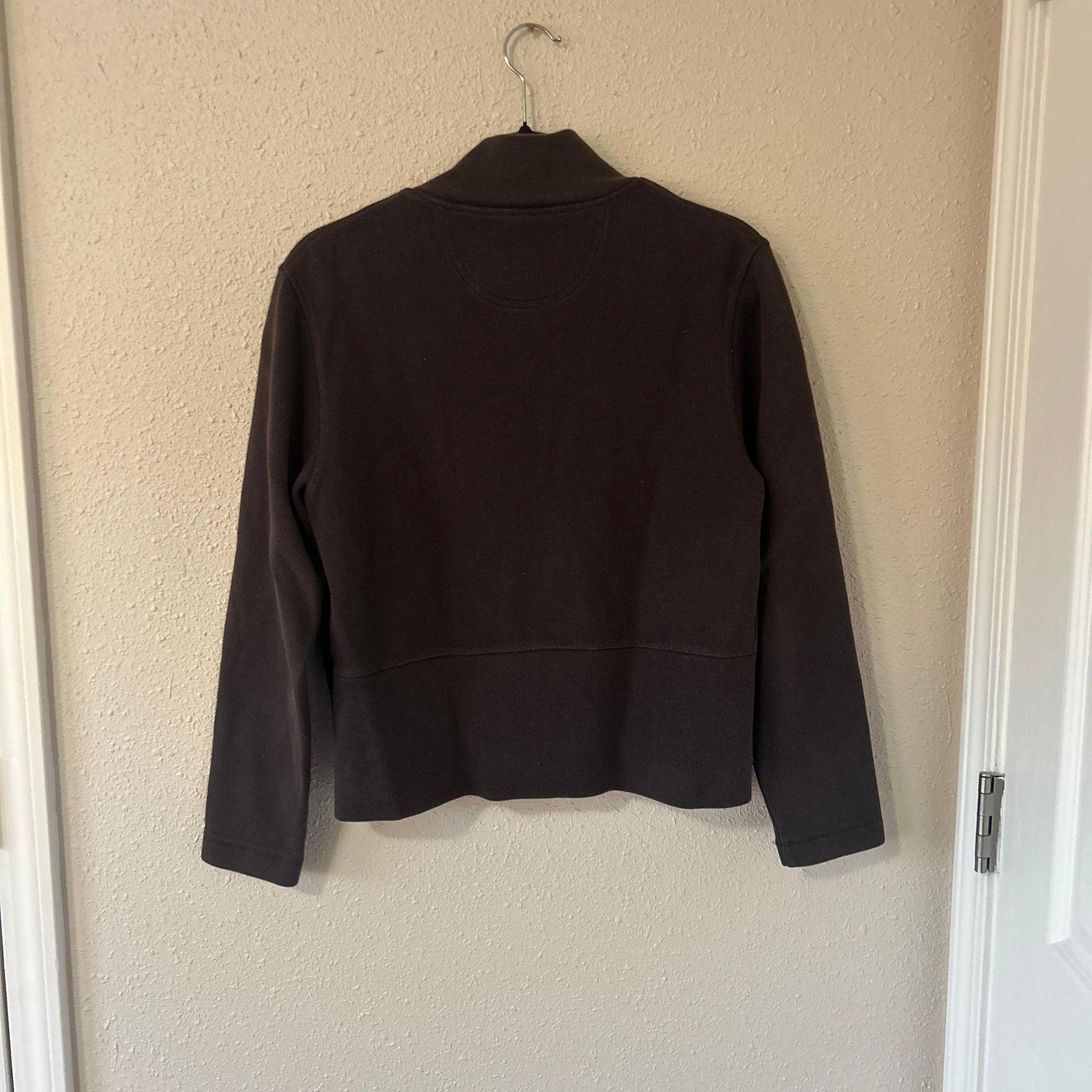 Faconnable Women's Large Black 100% Cotton Sweater Jacket Full Zip Casual 3