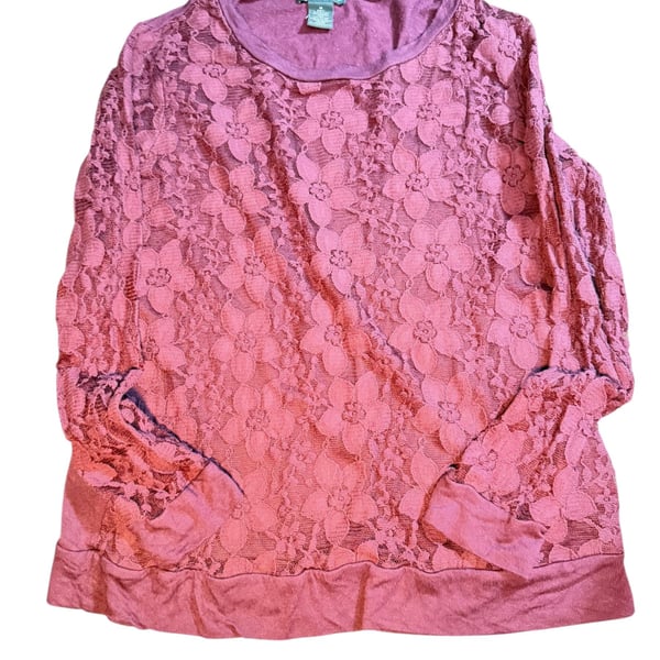Adrianna Papell Women’s Purple Lace Overlay Top - Size M