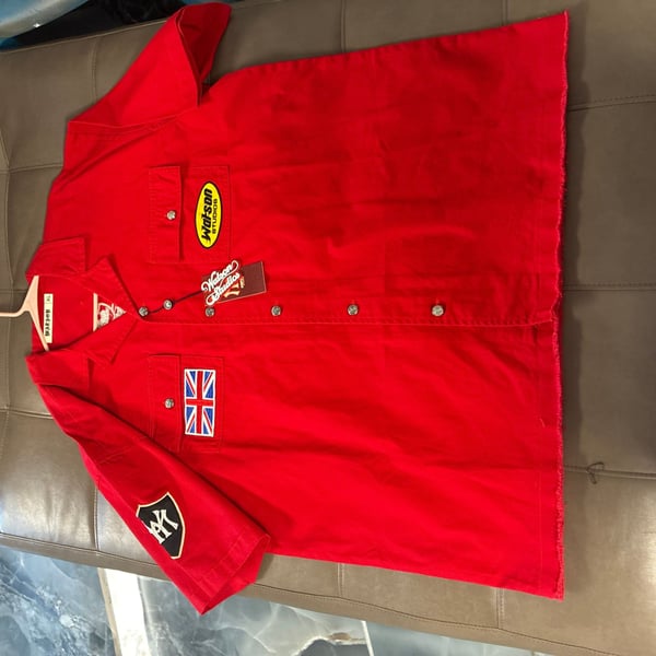 Watson Studios Red Patch Work Button-Down Shirt, Raw Hem, Men's XL - NWT