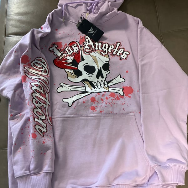 New Watson Los Angeles Skull Graphic Hoodie Lavender Purple Size L