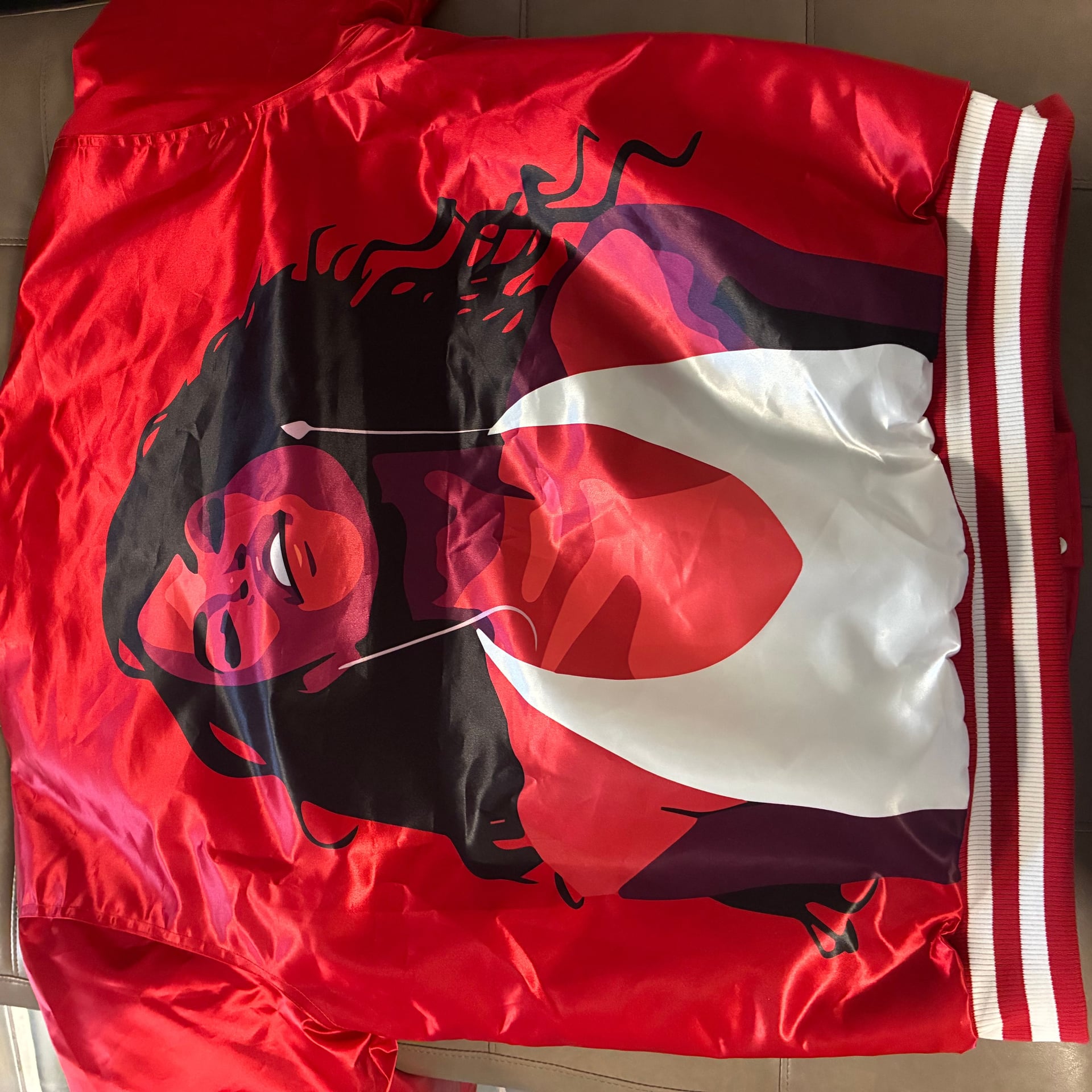 Aaliyah x DMX Tribute Satin Varsity Jacket Red - Headgear Classics Size XXL 2