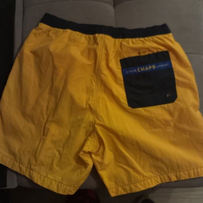 Vintage Chaps Ralph Lauren Yellow and Blue Performance Swim Trunks 3